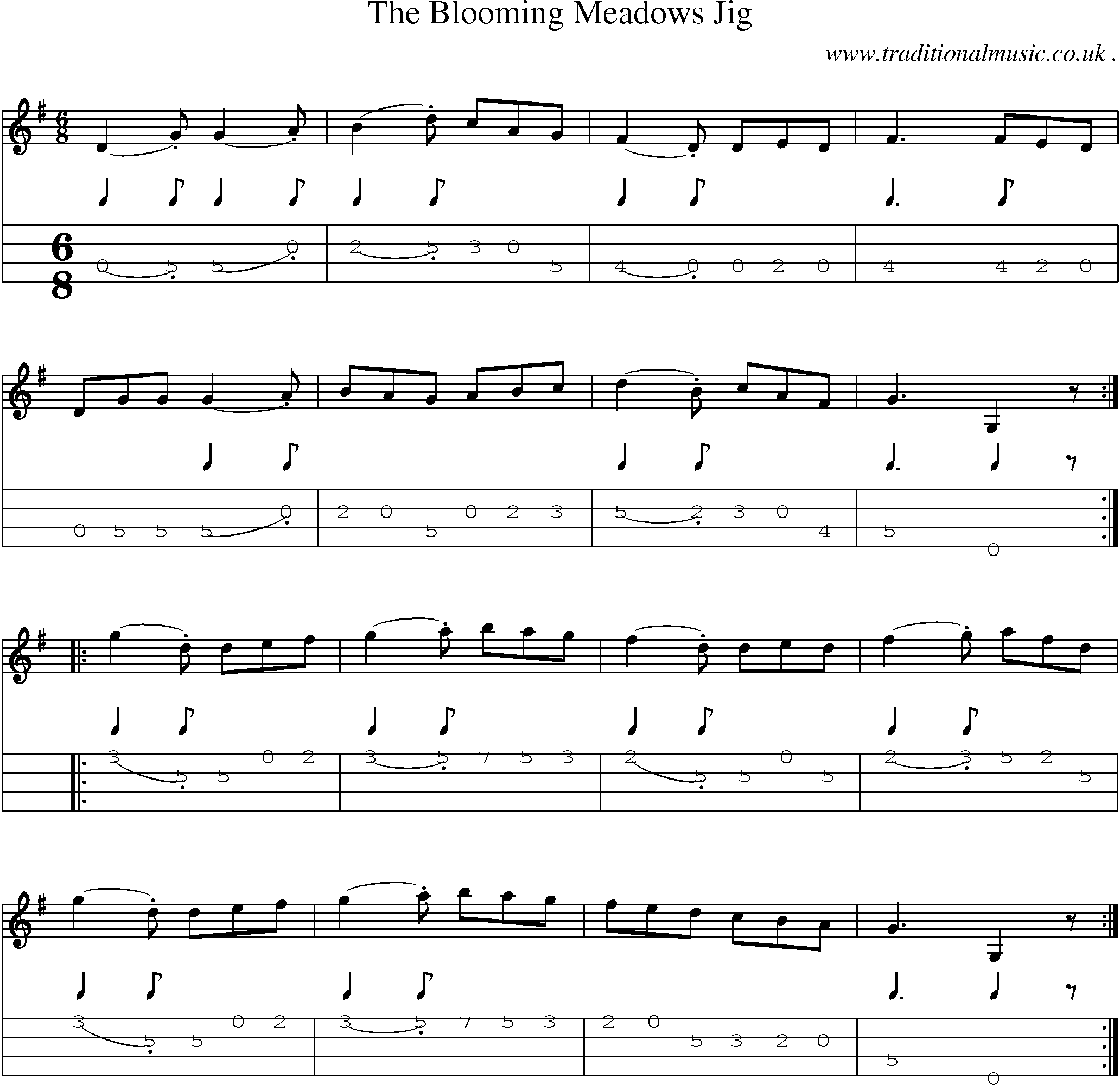 Sheet-Music and Mandolin Tabs for The Blooming Meadows Jig