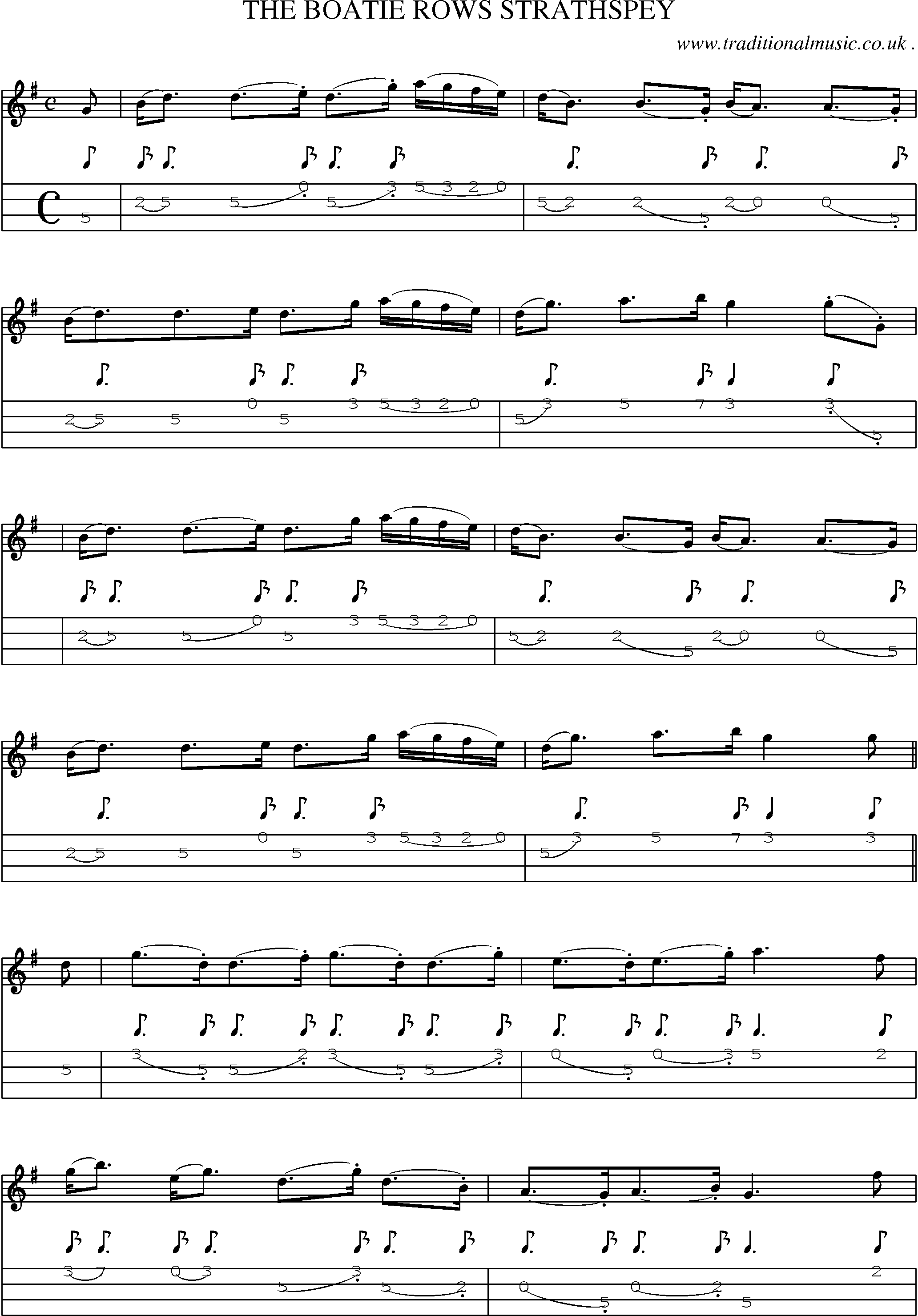 Sheet-Music and Mandolin Tabs for The Boatie Rows Strathspey