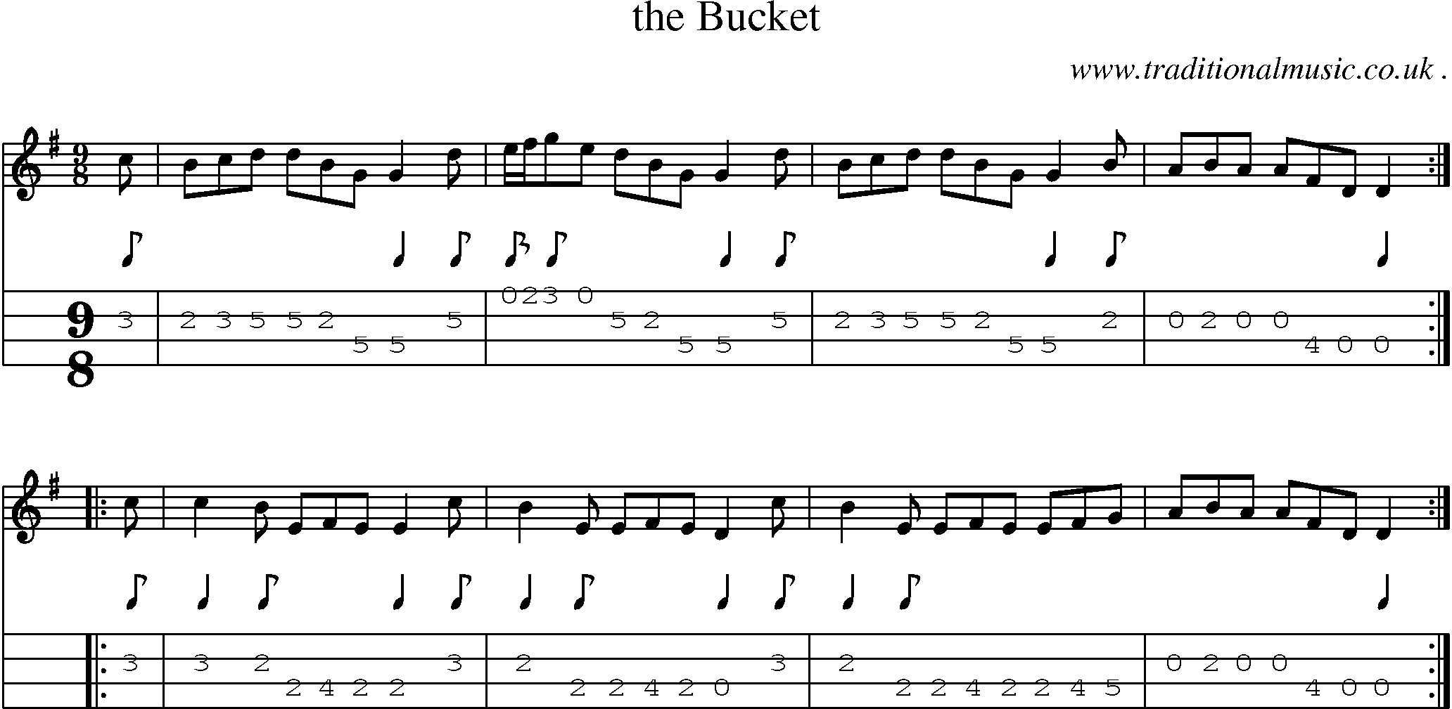 Sheet-Music and Mandolin Tabs for The Bucket
