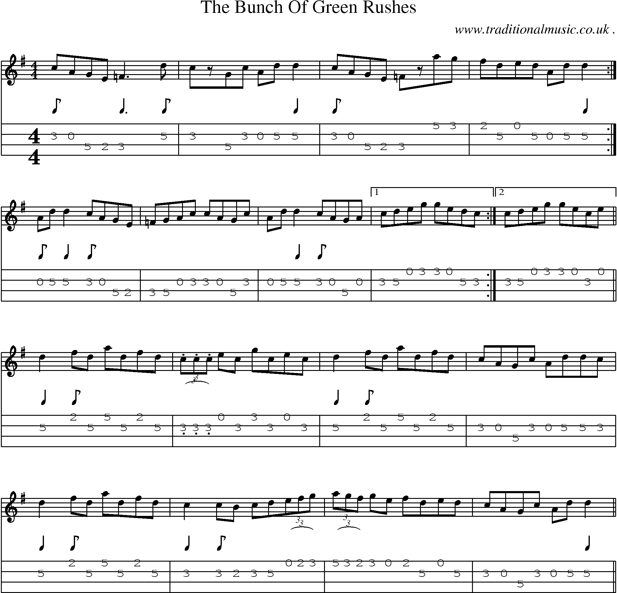 Sheet-Music and Mandolin Tabs for The Bunch Of Green Rushes