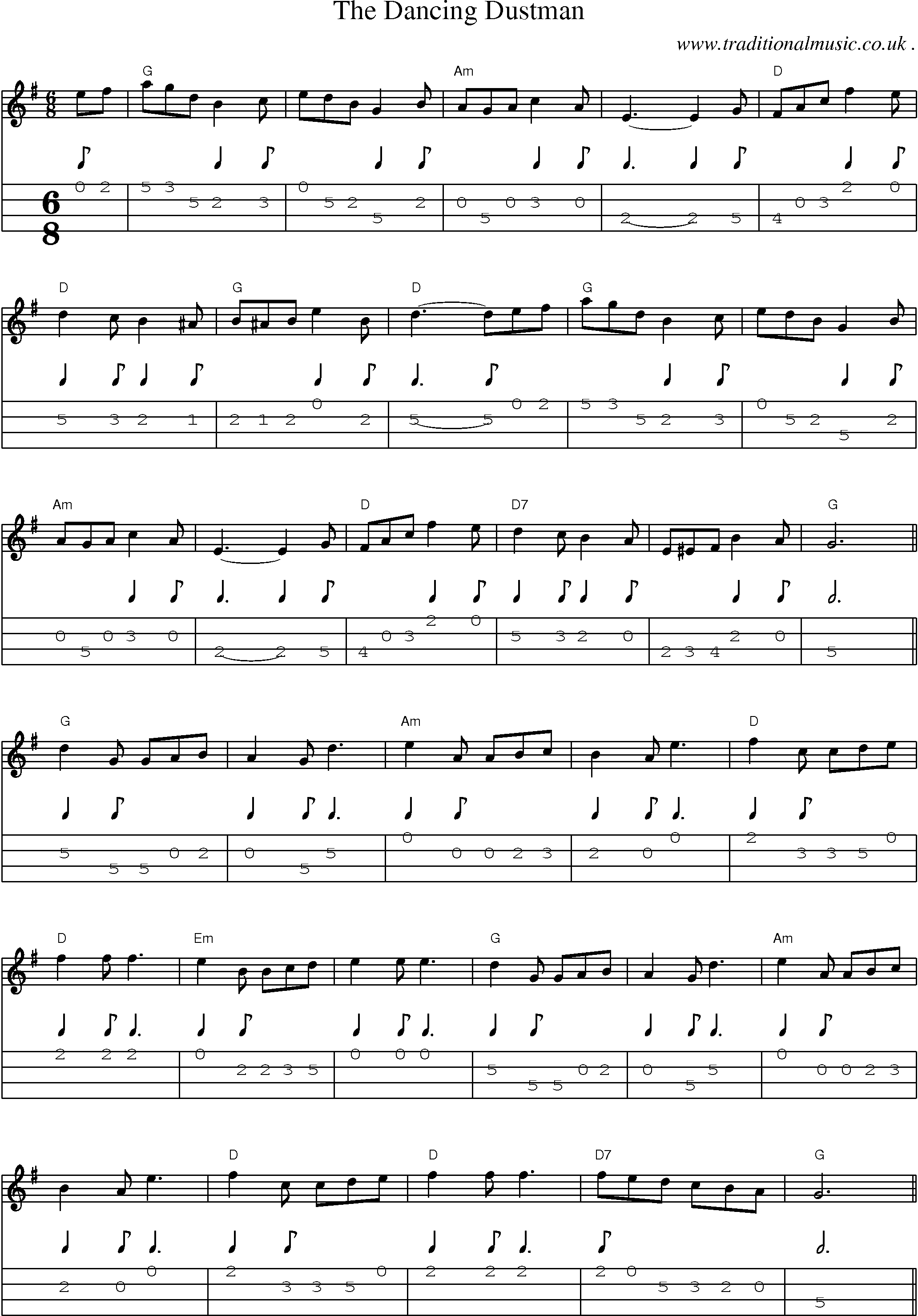 Sheet-Music and Mandolin Tabs for The Dancing Dustman