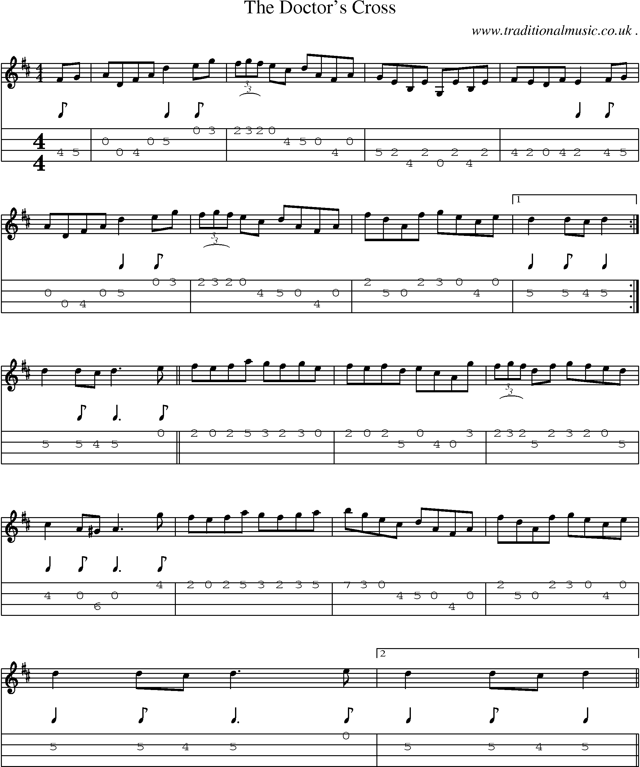 Sheet-Music and Mandolin Tabs for The Doctors Cross