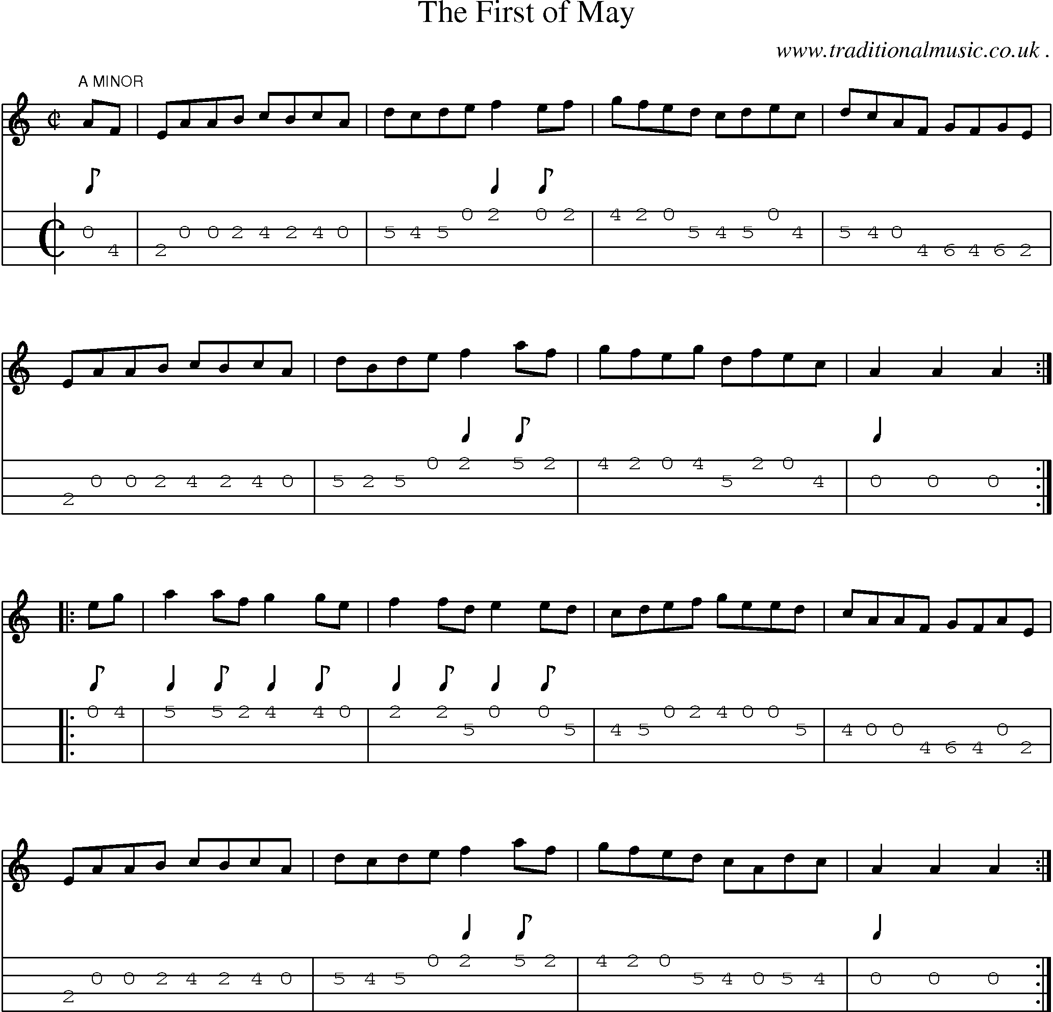 Sheet-Music and Mandolin Tabs for The First Of May