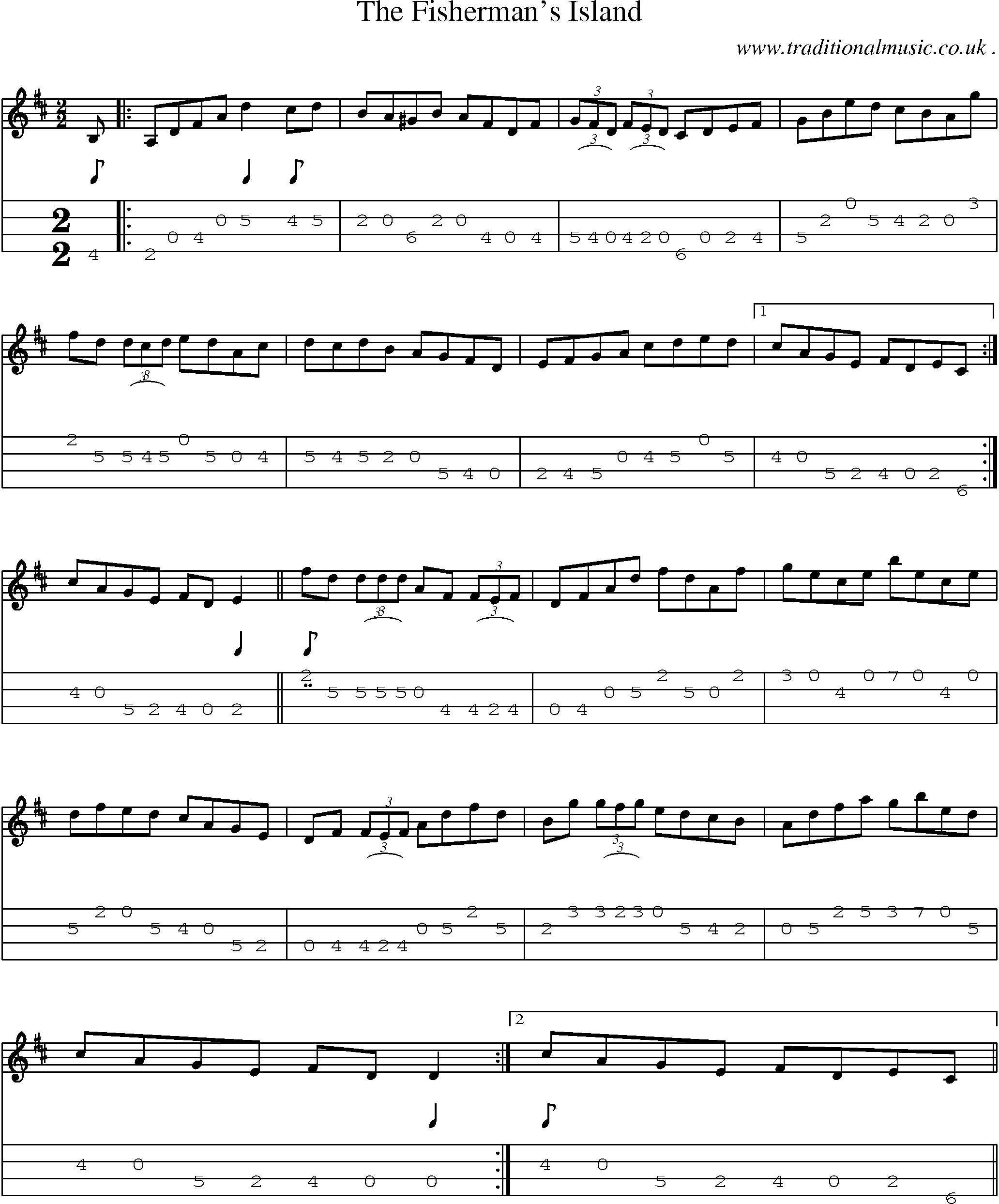 Sheet-Music and Mandolin Tabs for The Fishermans Island