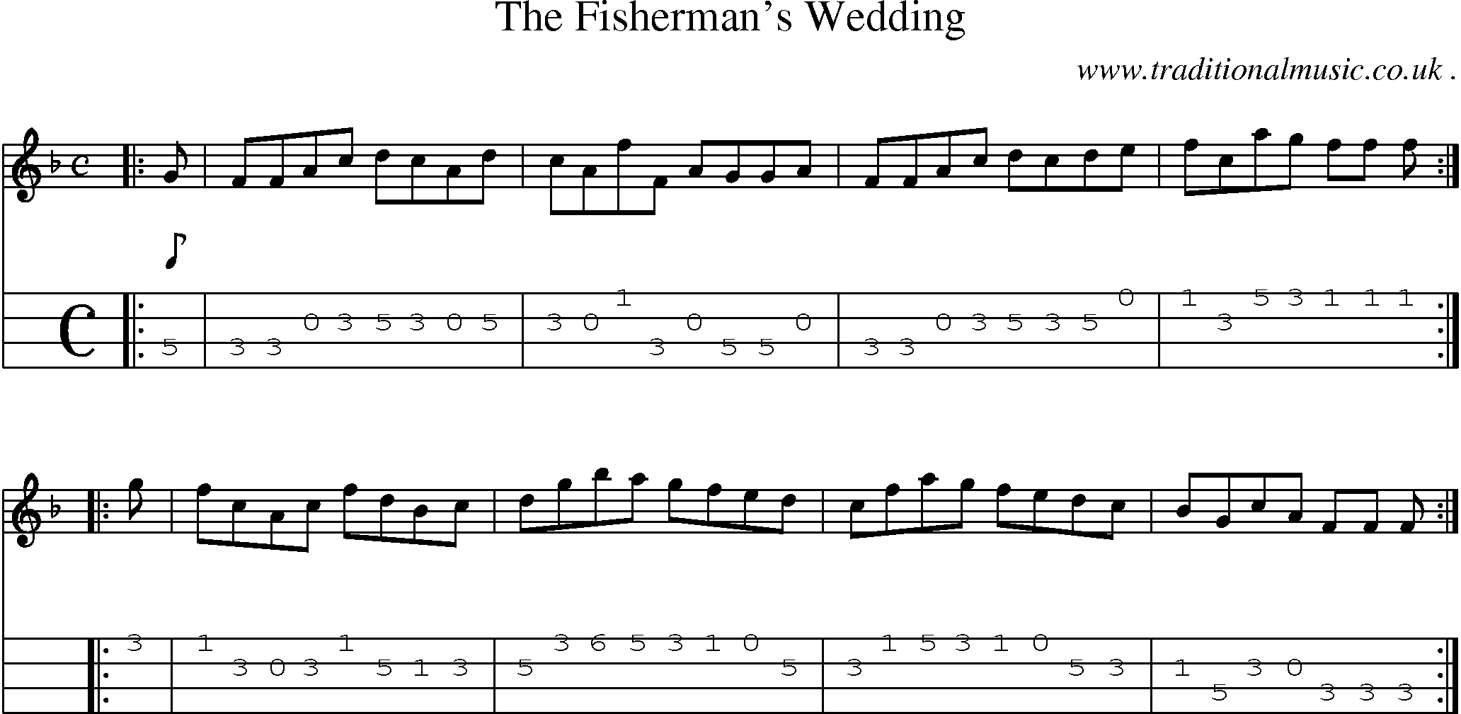 Sheet-Music and Mandolin Tabs for The Fishermans Wedding