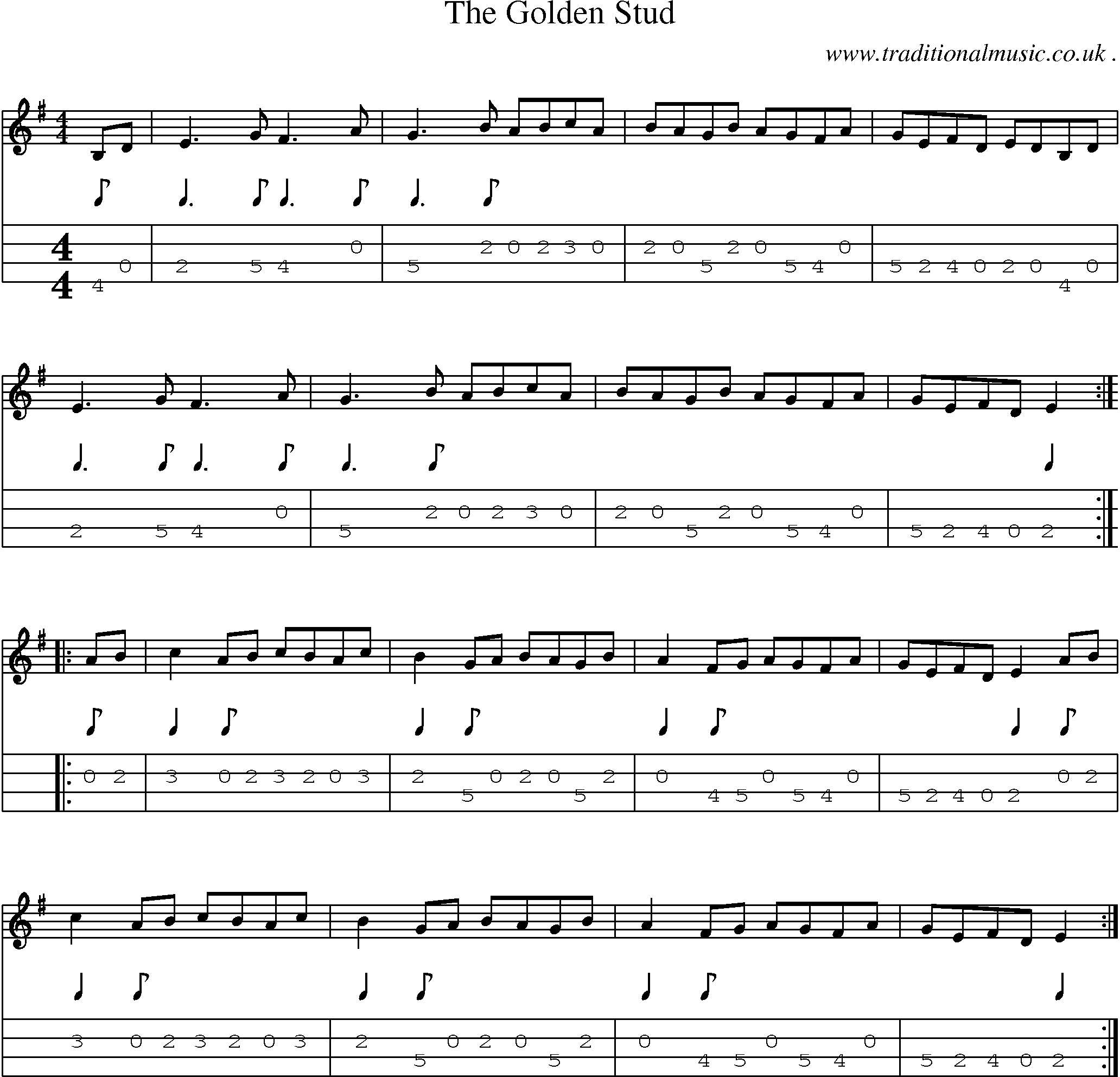 Sheet-Music and Mandolin Tabs for The Golden Stud
