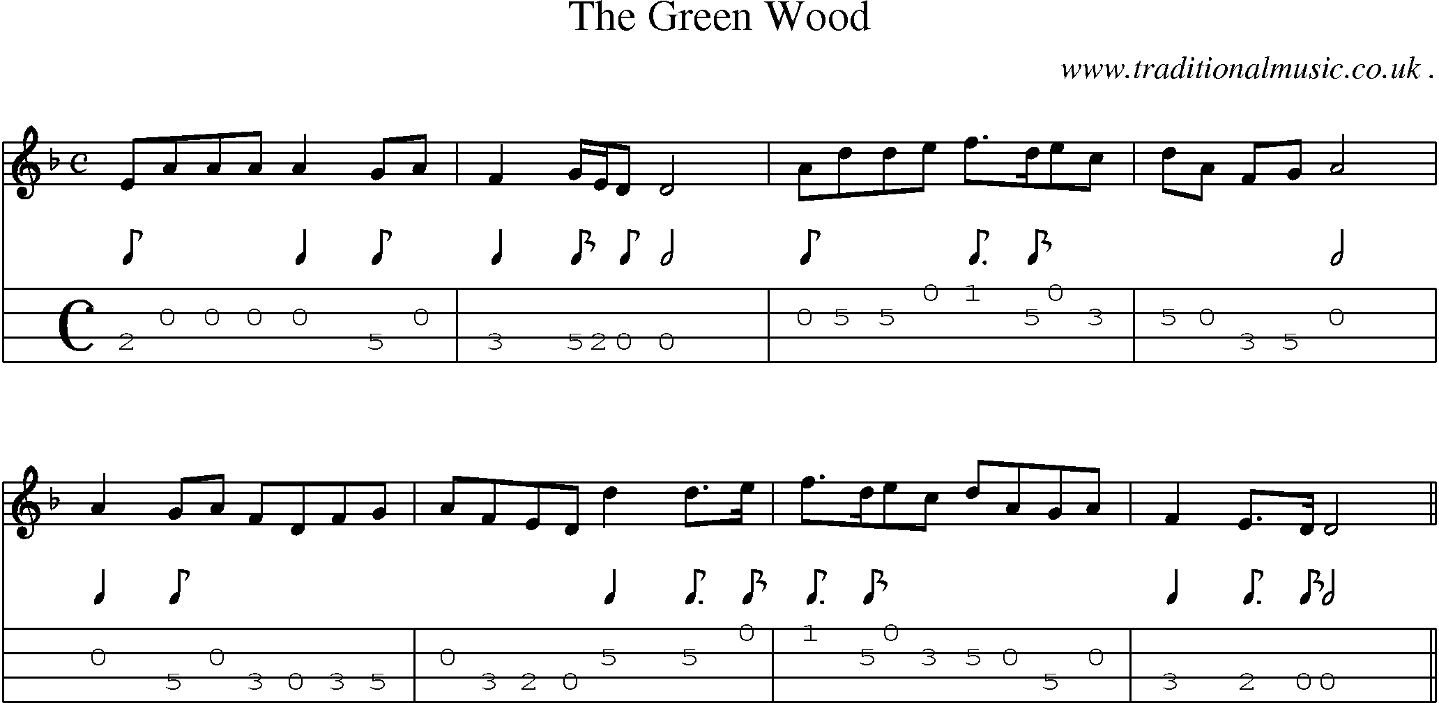 Sheet-Music and Mandolin Tabs for The Green Wood