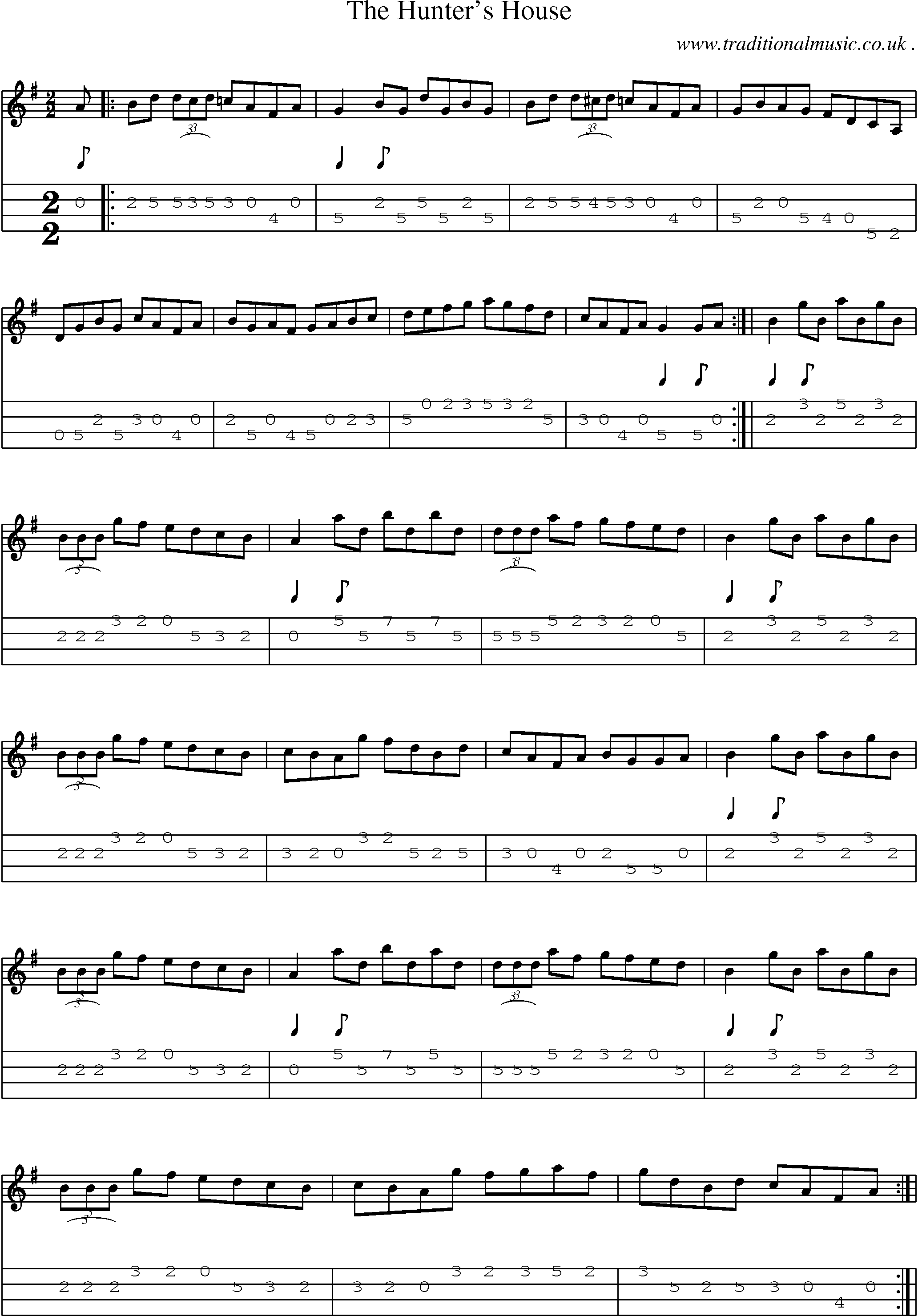 Sheet-Music and Mandolin Tabs for The Hunters House