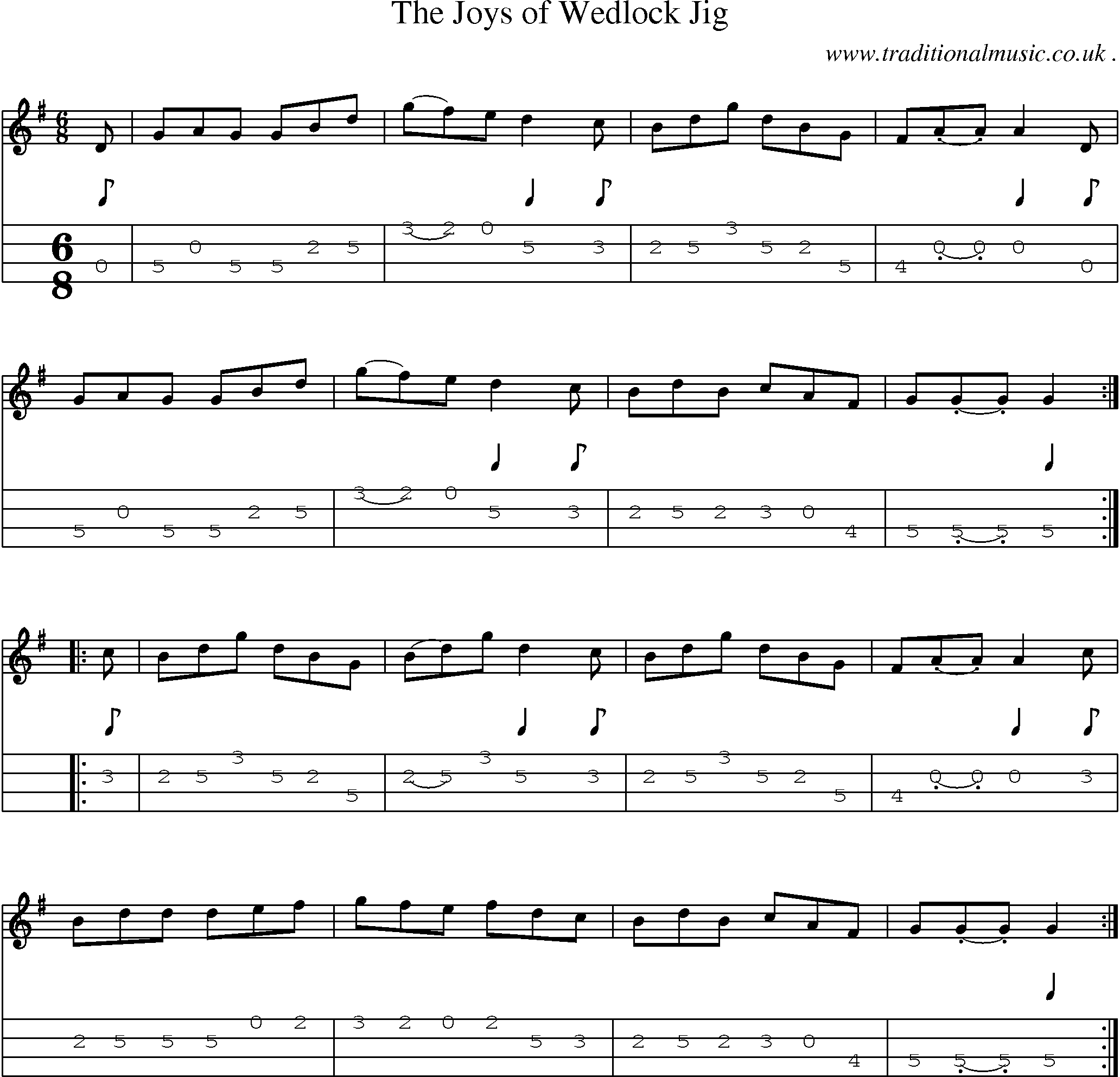Sheet-Music and Mandolin Tabs for The Joys Of Wedlock Jig