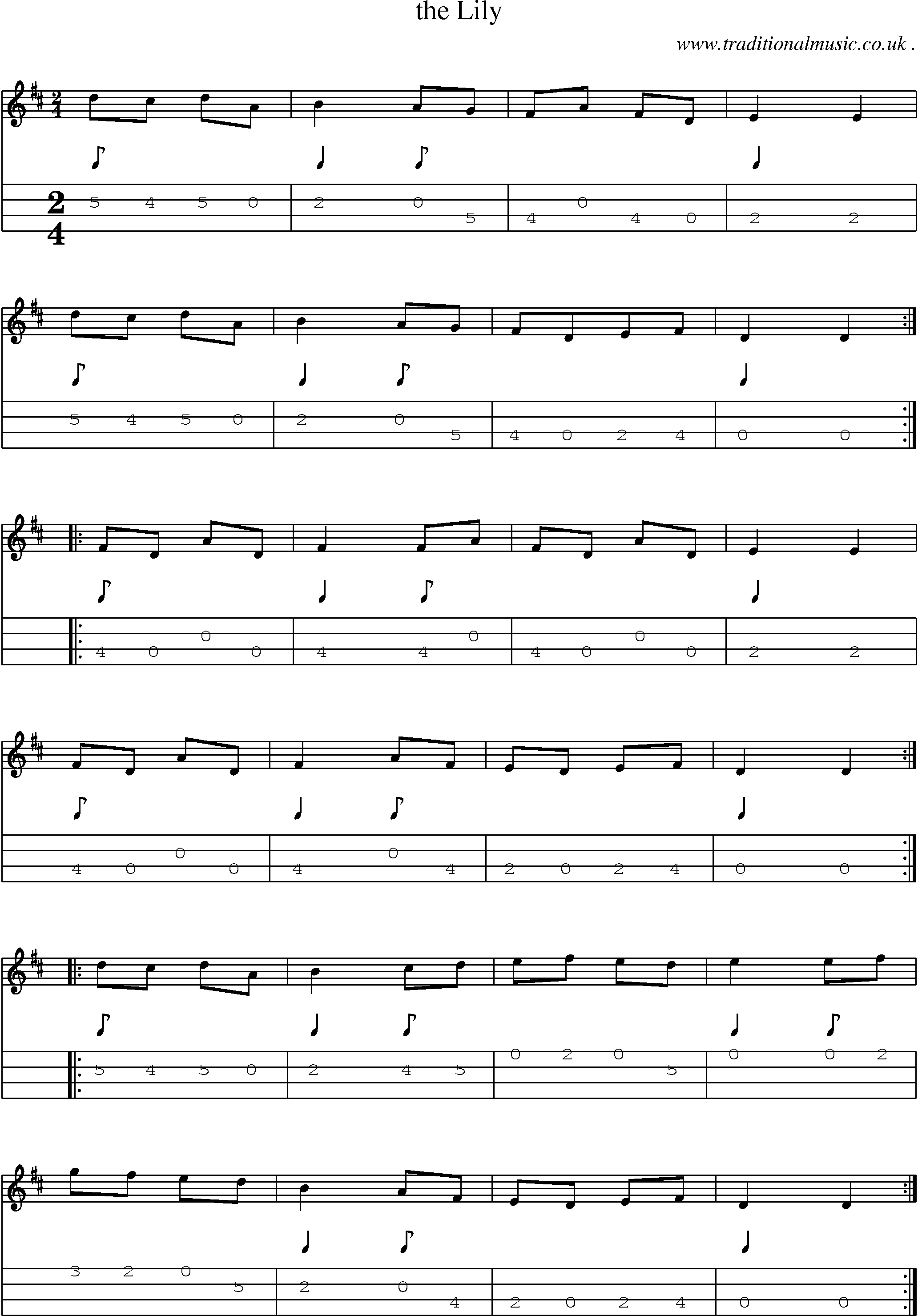 Sheet-Music and Mandolin Tabs for The Lily