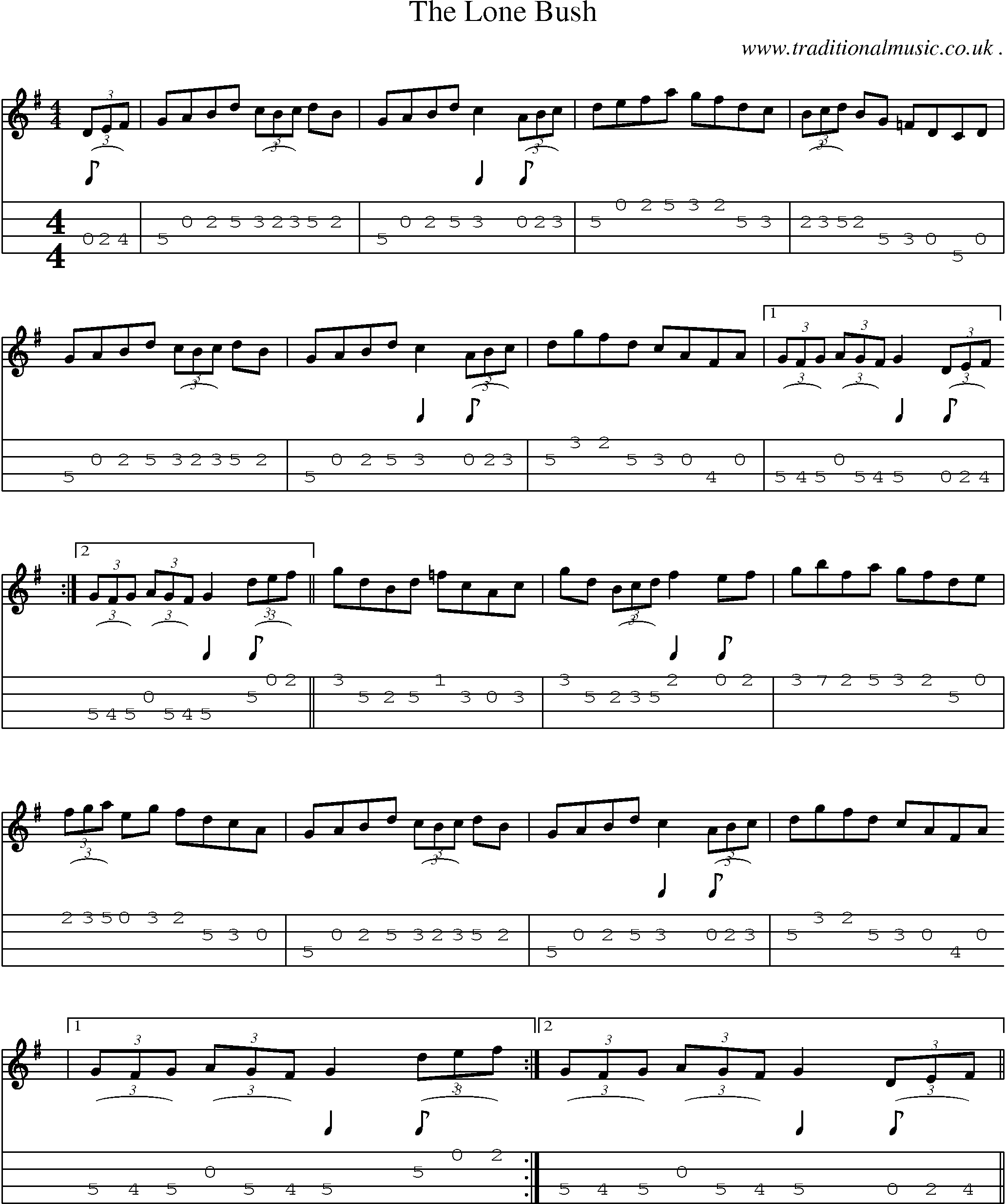 Sheet-Music and Mandolin Tabs for The Lone Bush