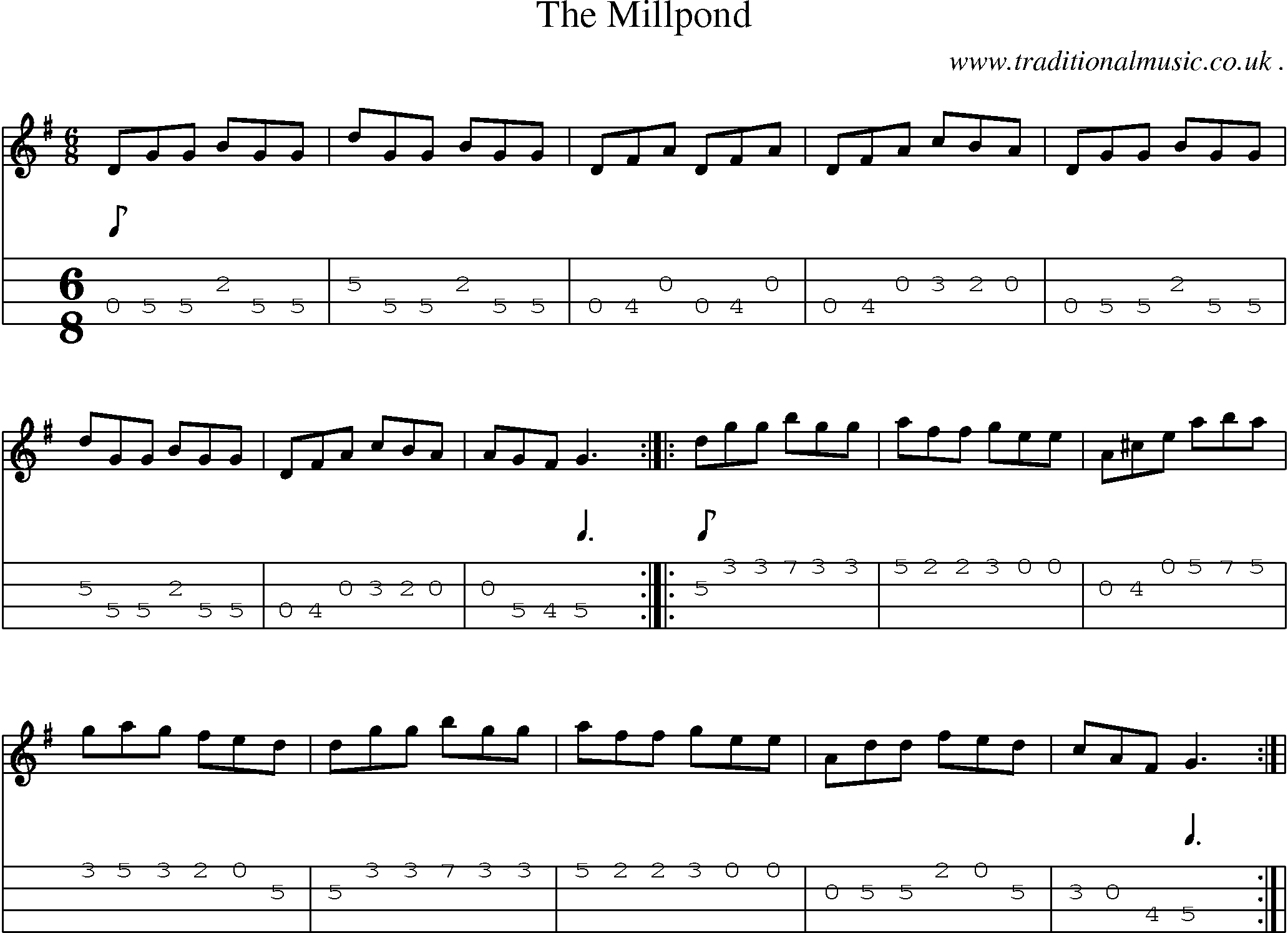 Sheet-Music and Mandolin Tabs for The Millpond