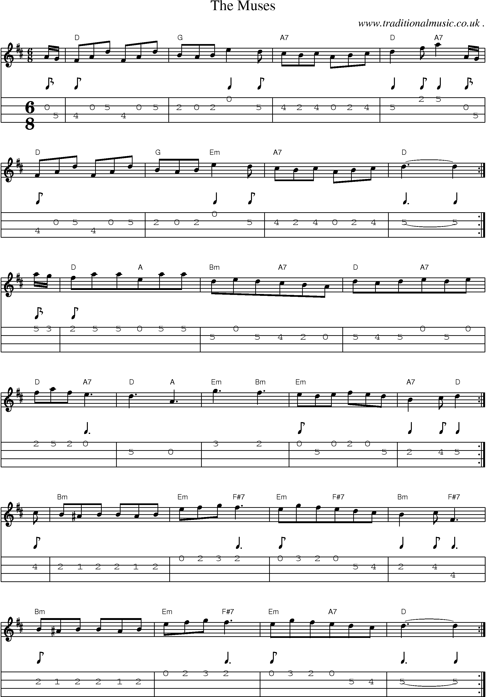 Sheet-Music and Mandolin Tabs for The Muses