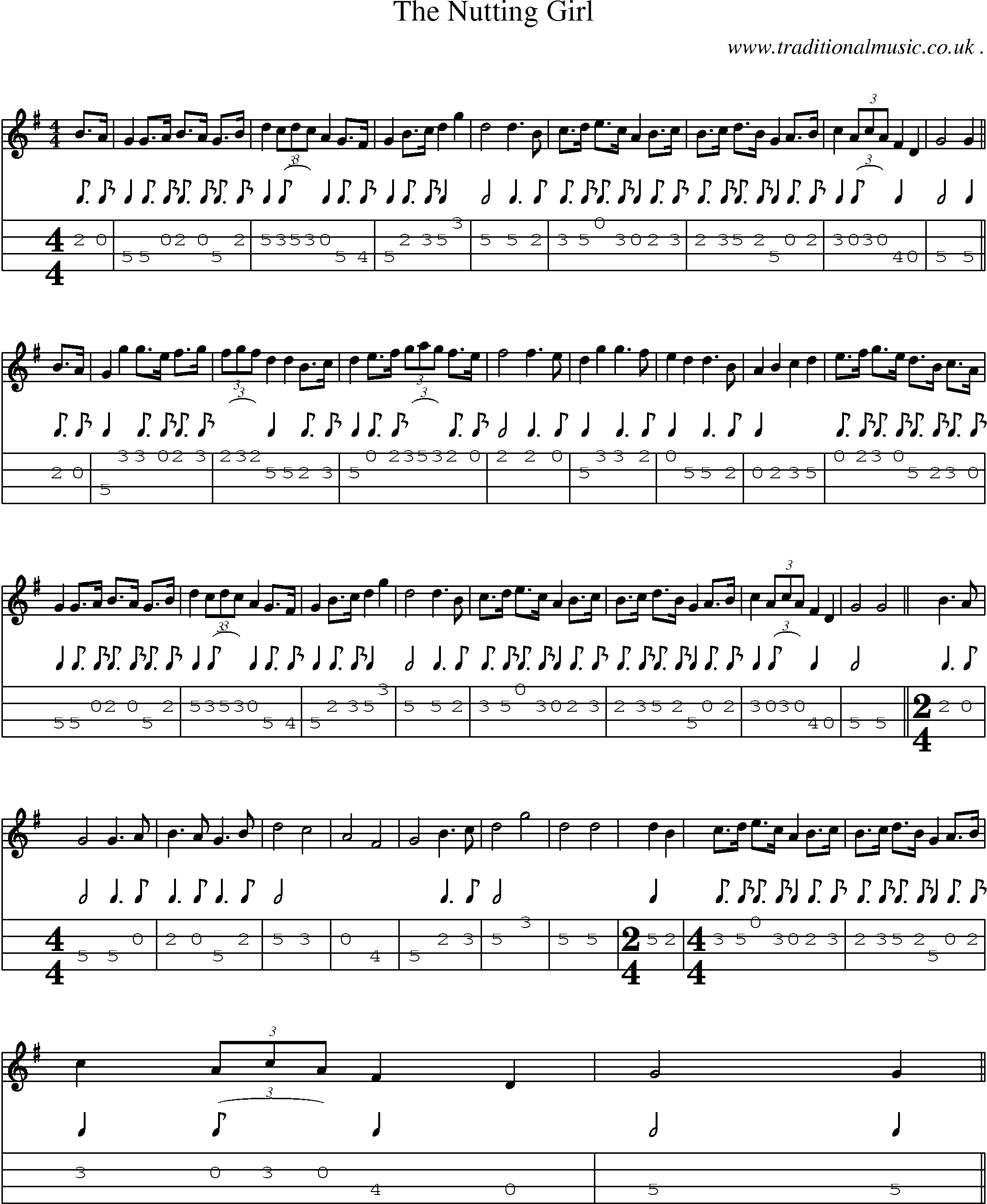 Sheet-Music and Mandolin Tabs for The Nutting Girl