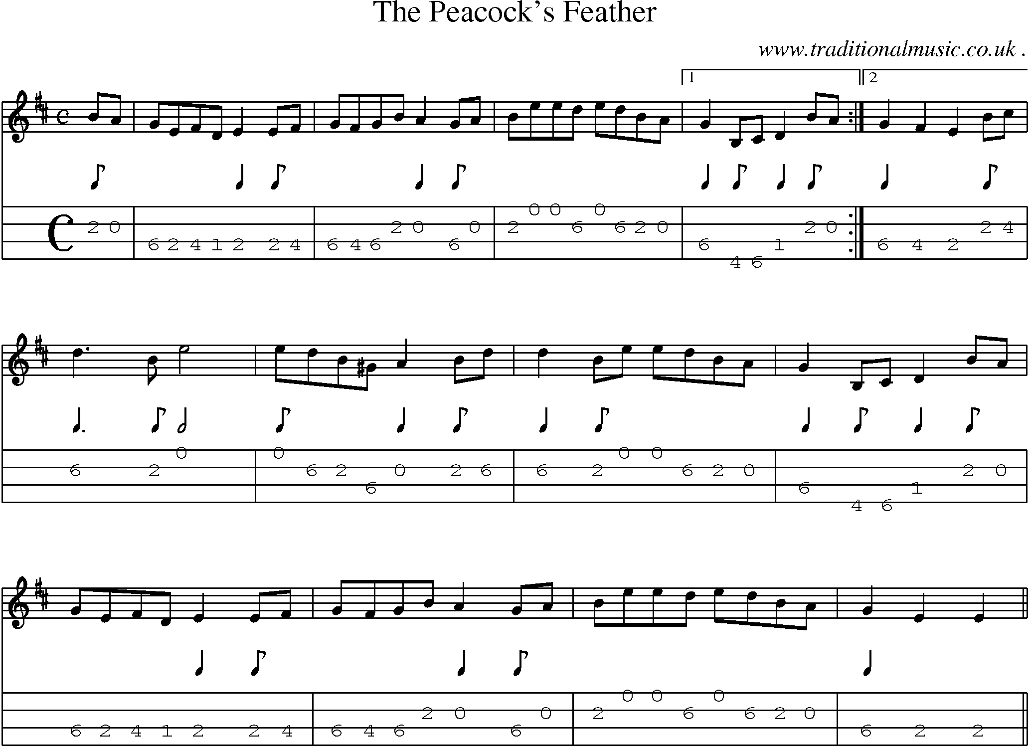 Sheet-Music and Mandolin Tabs for The Peacocks Feather