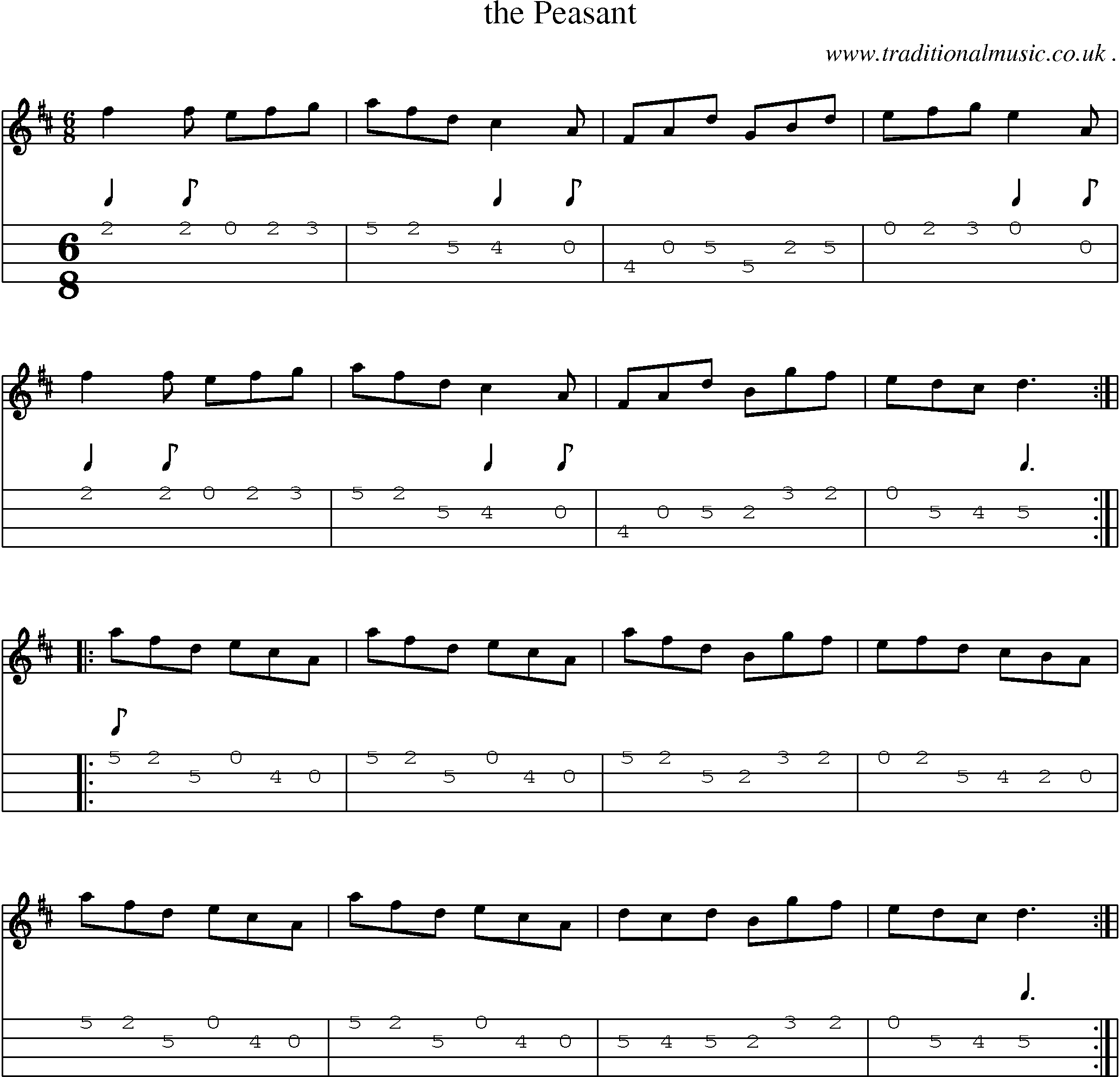 Sheet-Music and Mandolin Tabs for The Peasant