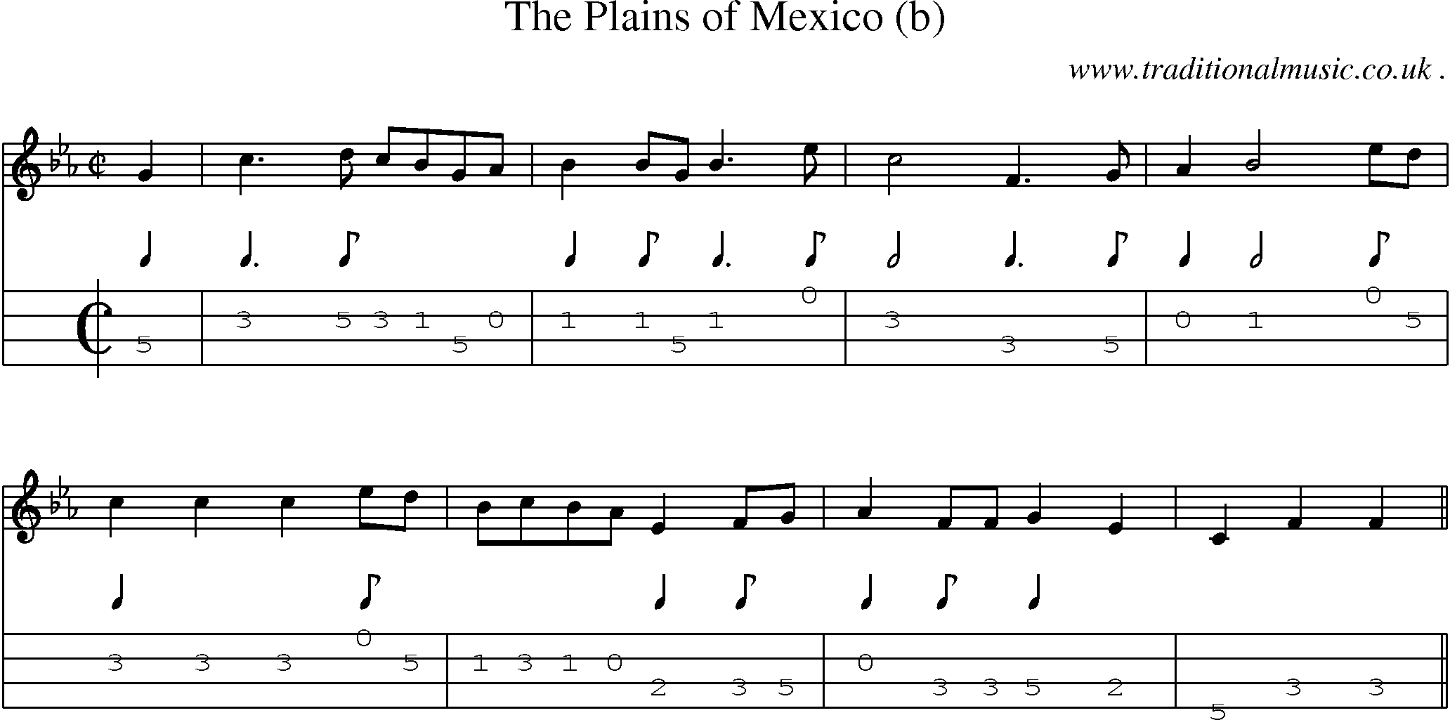 Sheet-Music and Mandolin Tabs for The Plains Of Mexico (b)