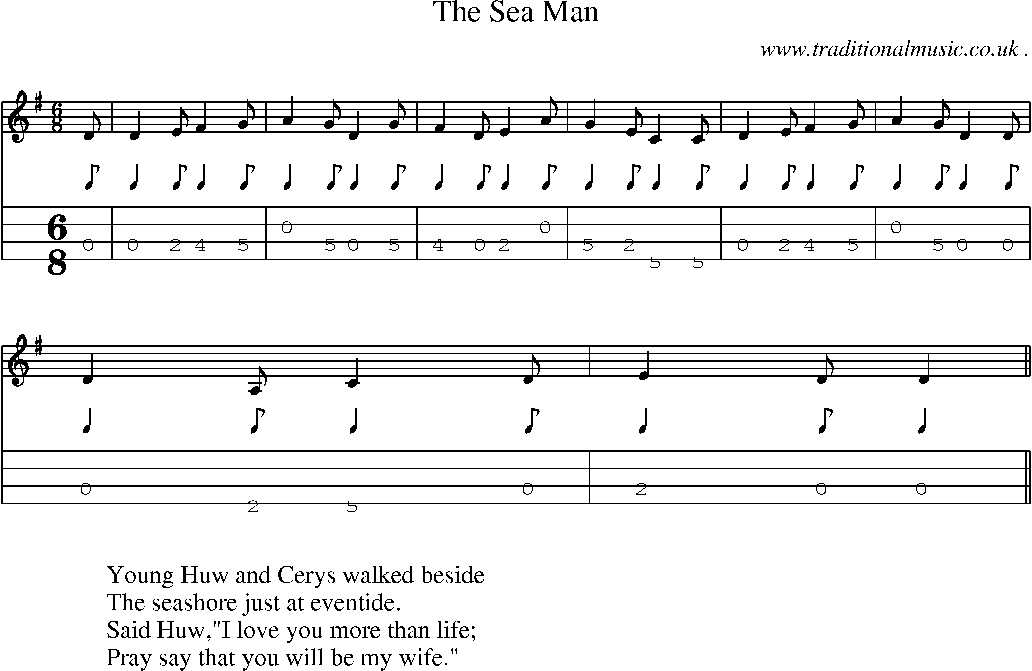 Sheet-Music and Mandolin Tabs for The Sea Man