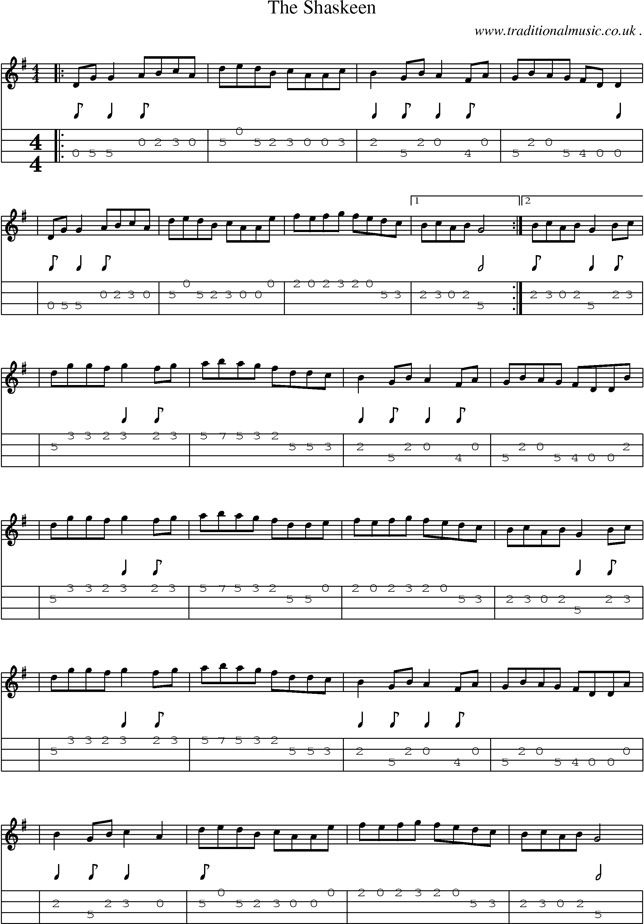 Sheet-Music and Mandolin Tabs for The Shaskeen