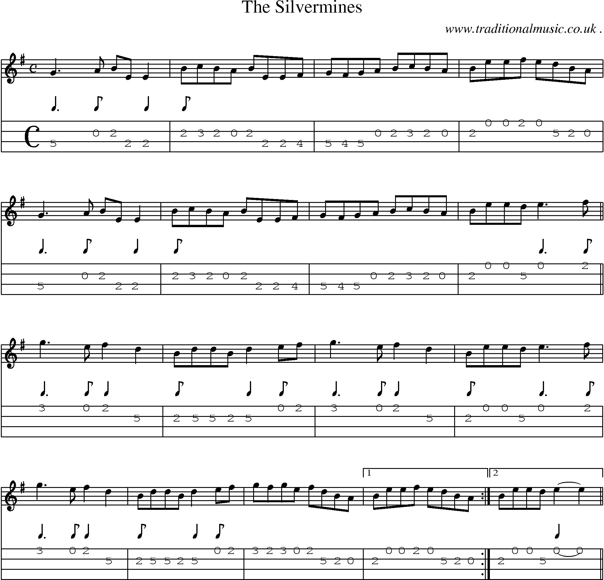 Sheet-Music and Mandolin Tabs for The Silvermines