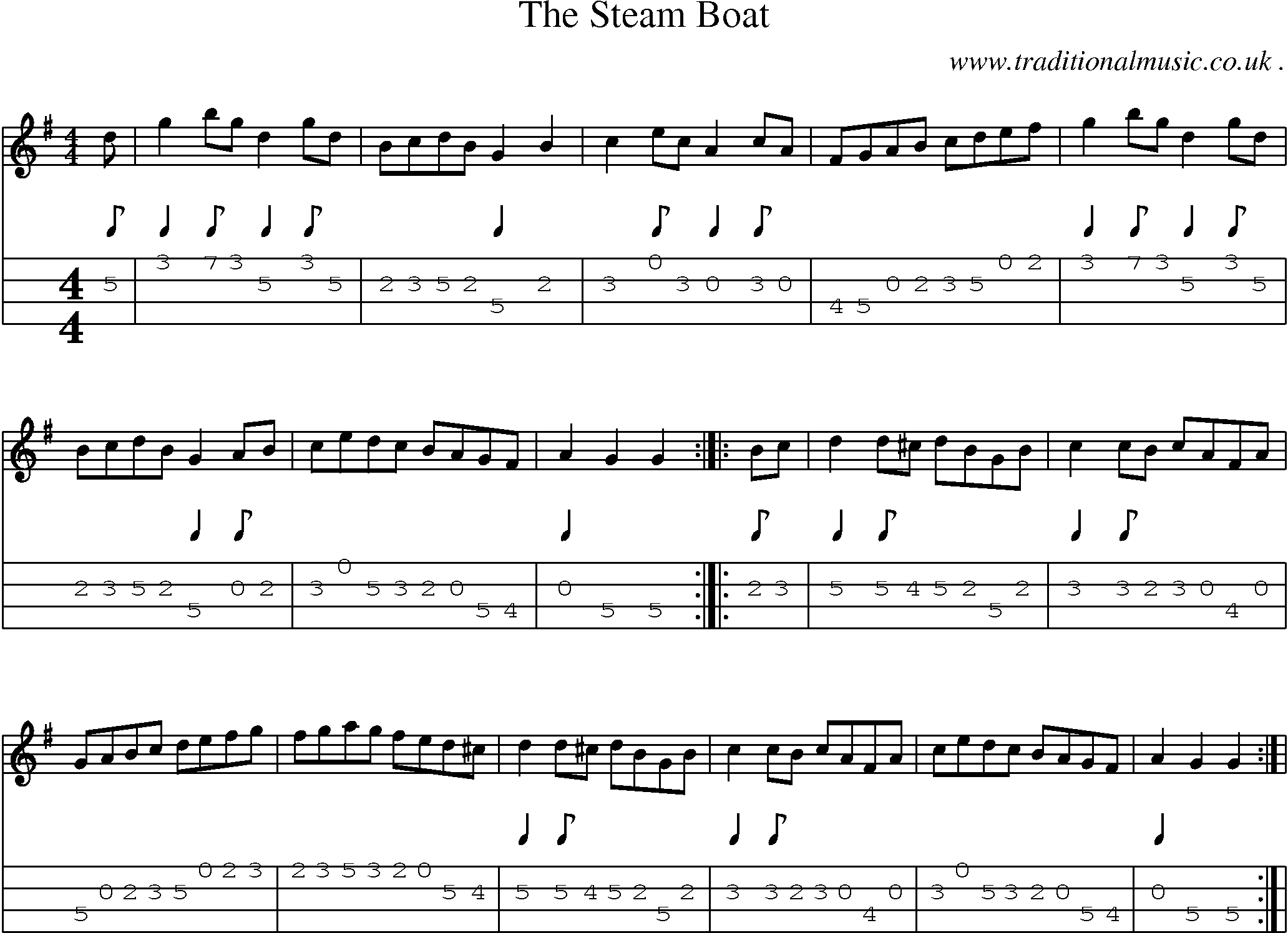 Sheet-Music and Mandolin Tabs for The Steam Boat
