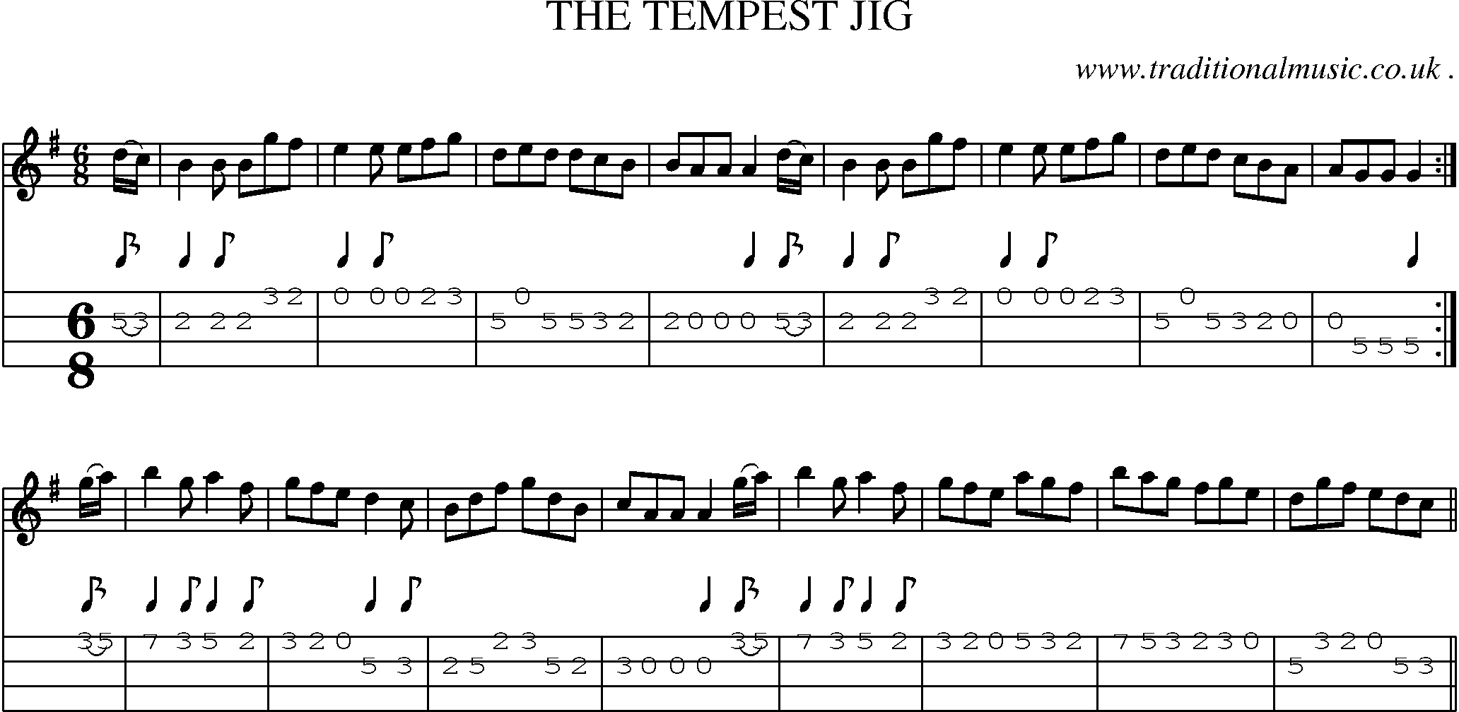 Sheet-Music and Mandolin Tabs for The Tempest Jig