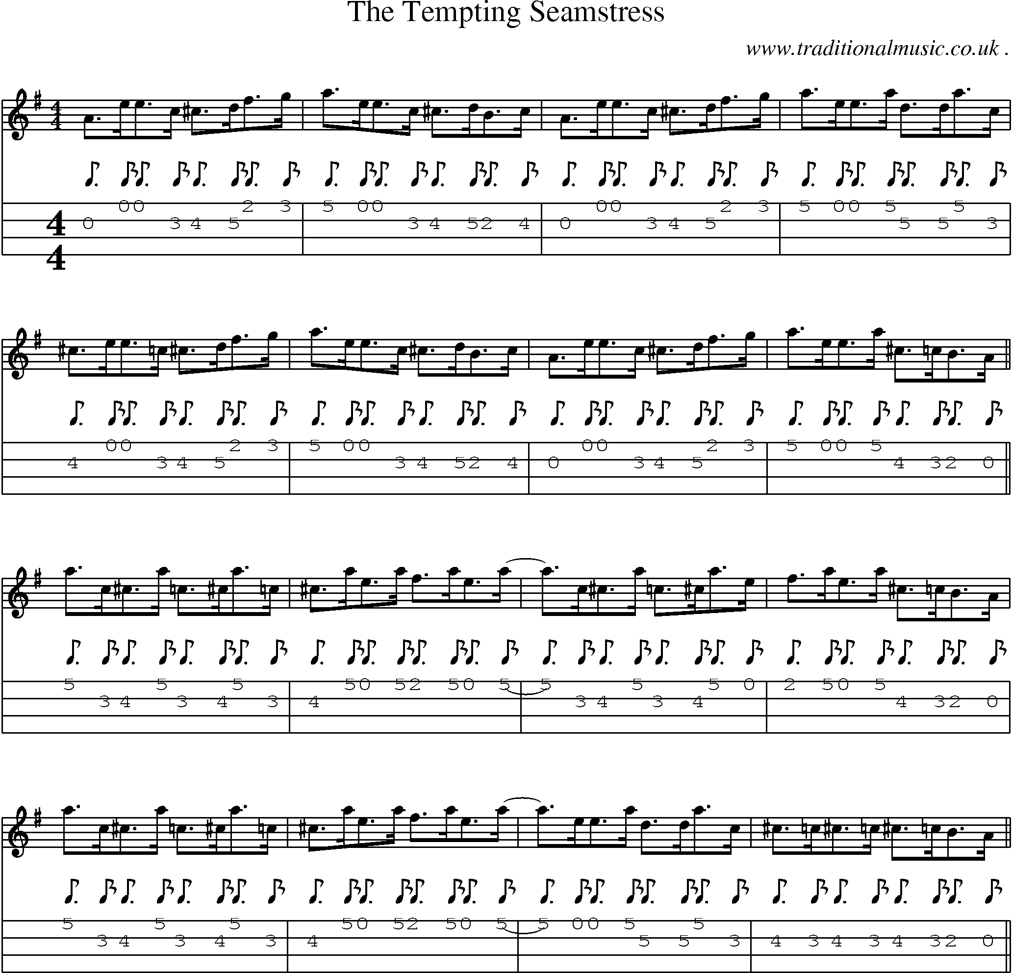 Sheet-Music and Mandolin Tabs for The Tempting Seamstress