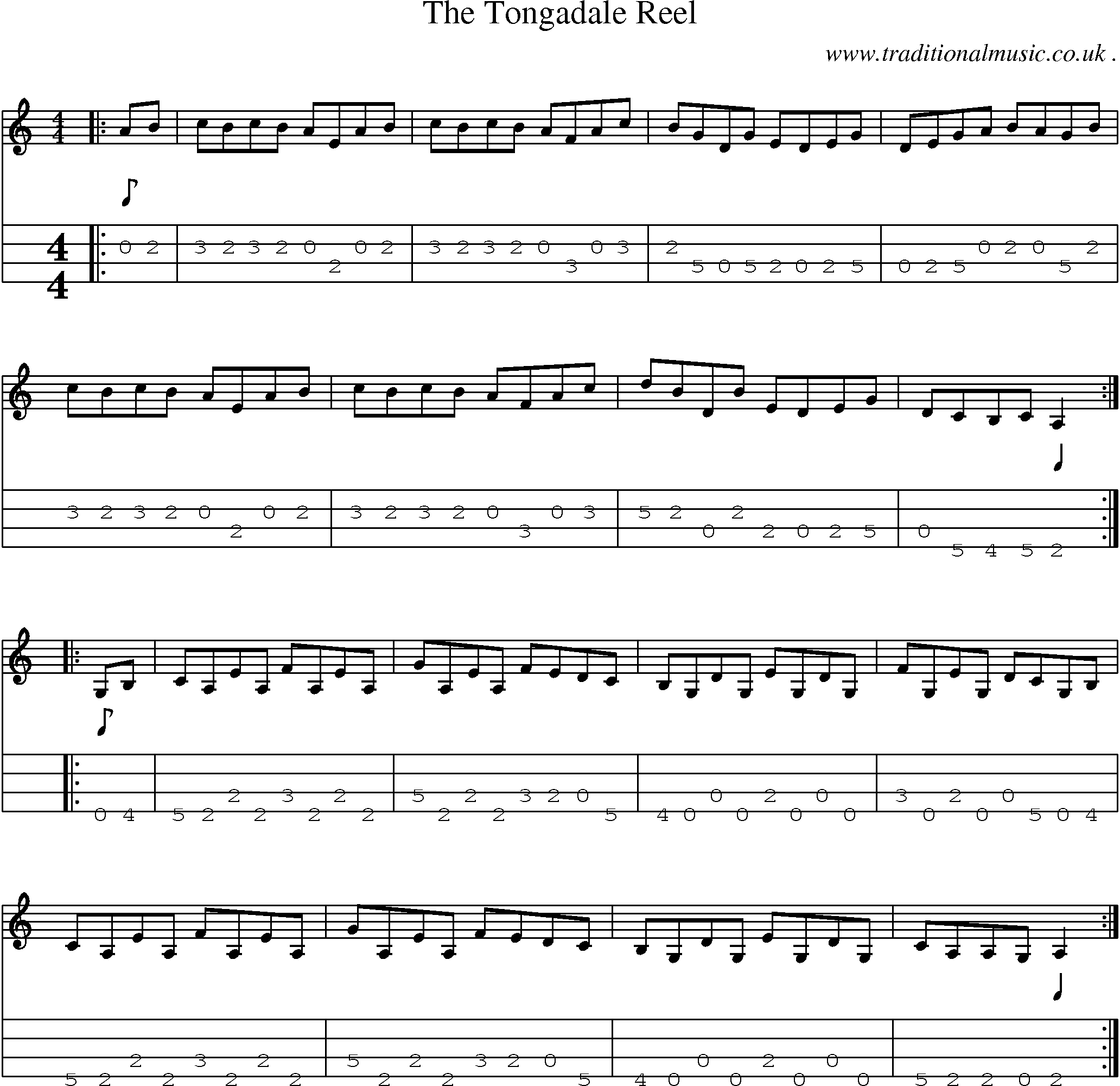Sheet-Music and Mandolin Tabs for The Tongadale Reel