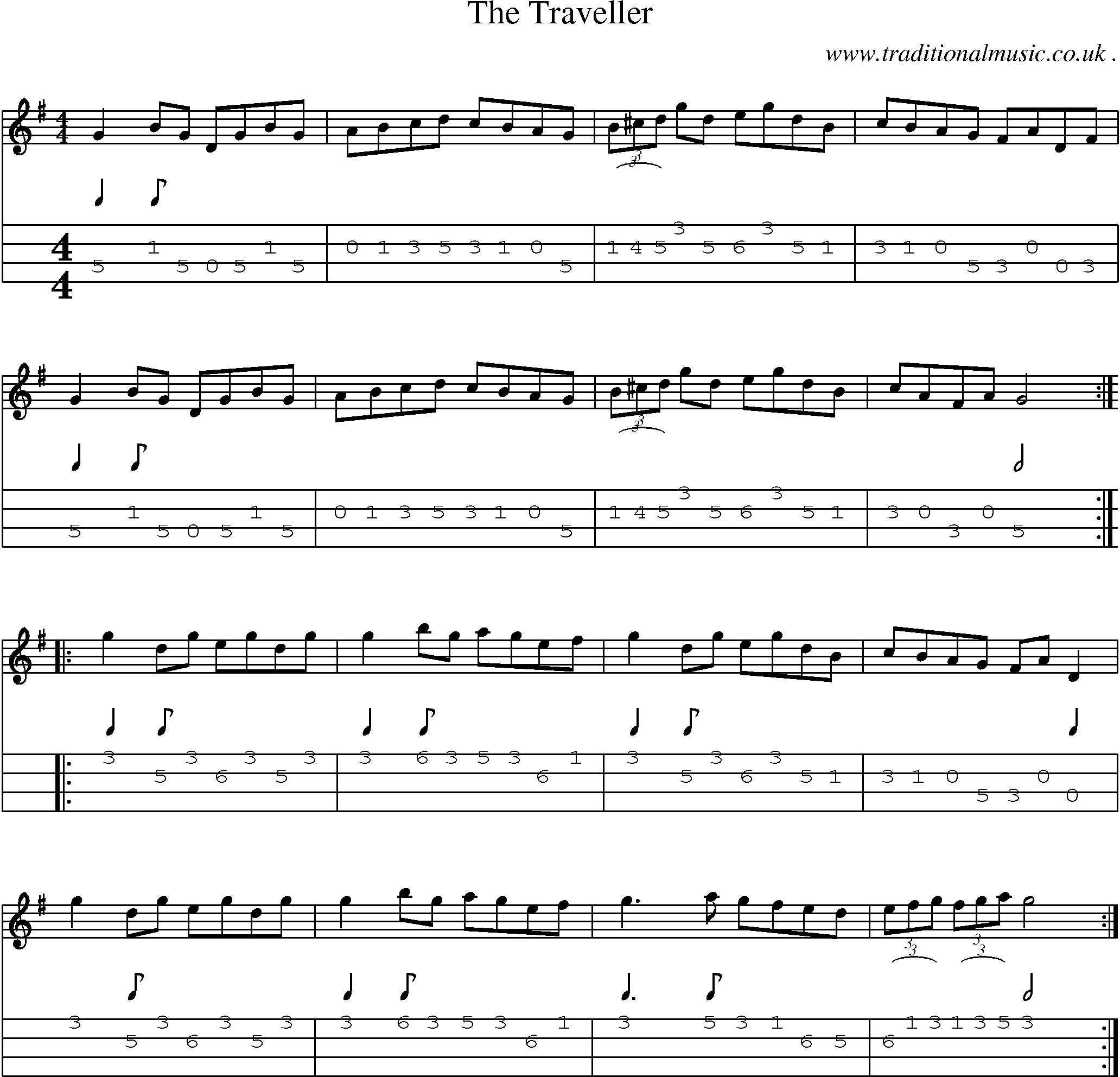 Sheet-Music and Mandolin Tabs for The Traveller