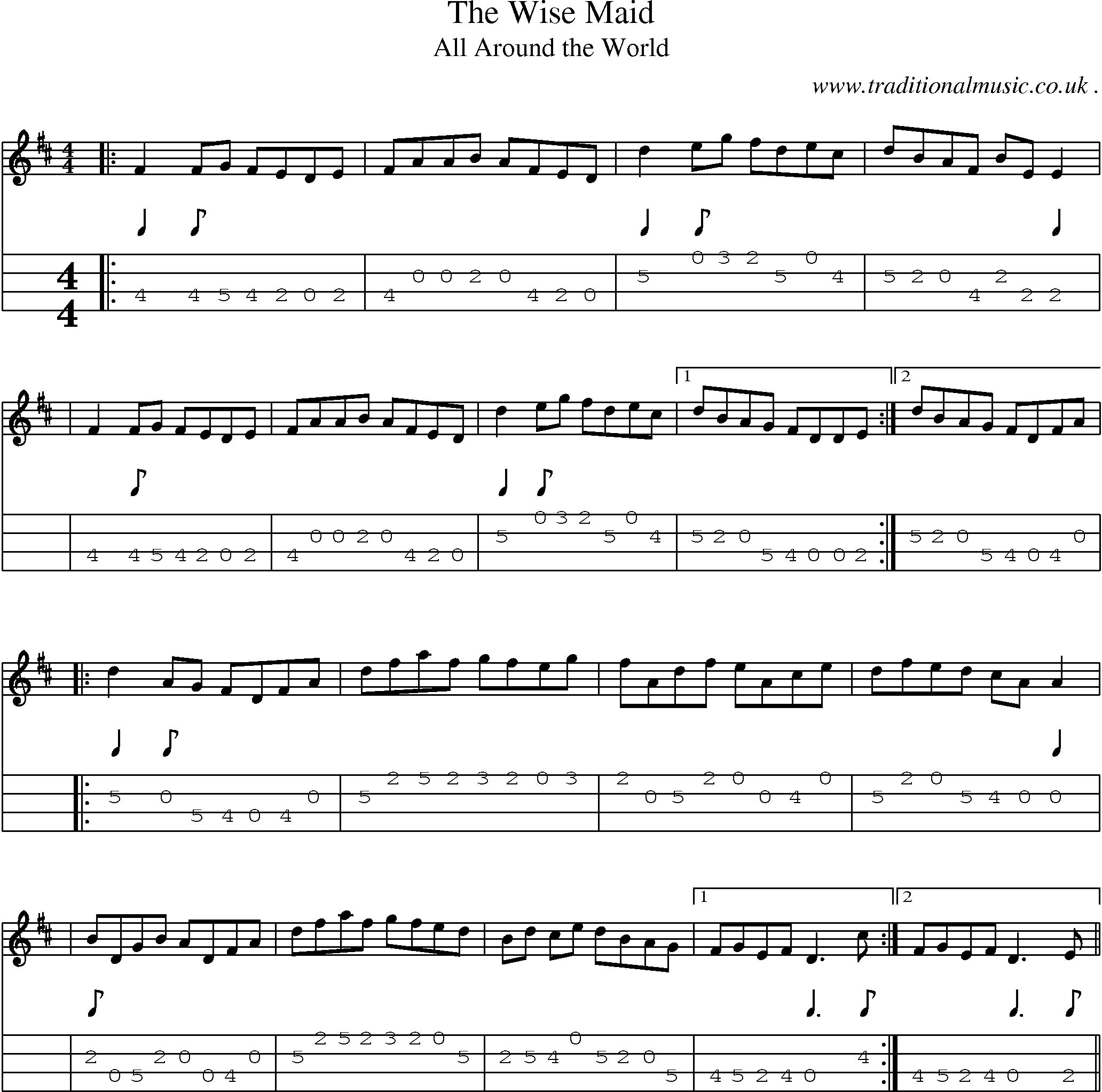 Sheet-Music and Mandolin Tabs for The Wise Maid