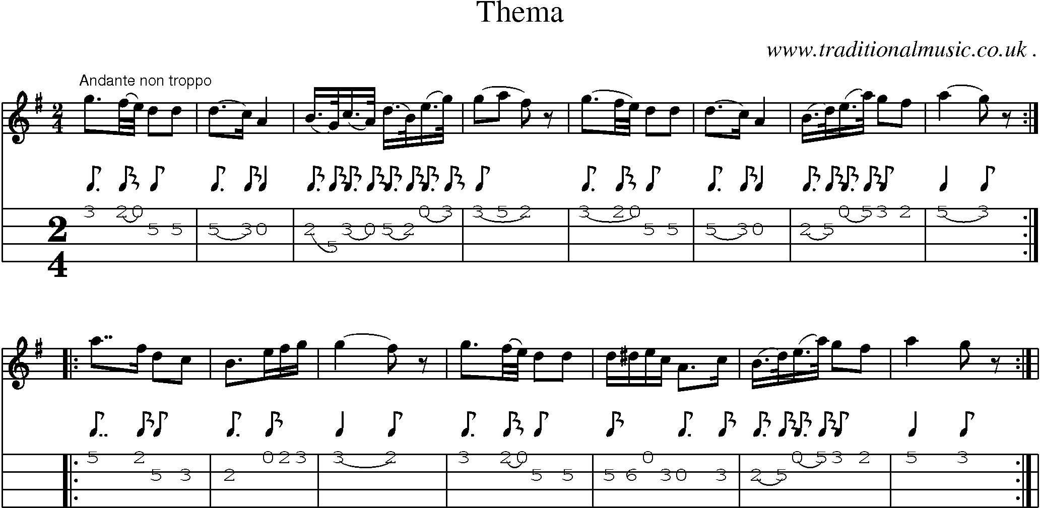 Sheet-Music and Mandolin Tabs for Thema