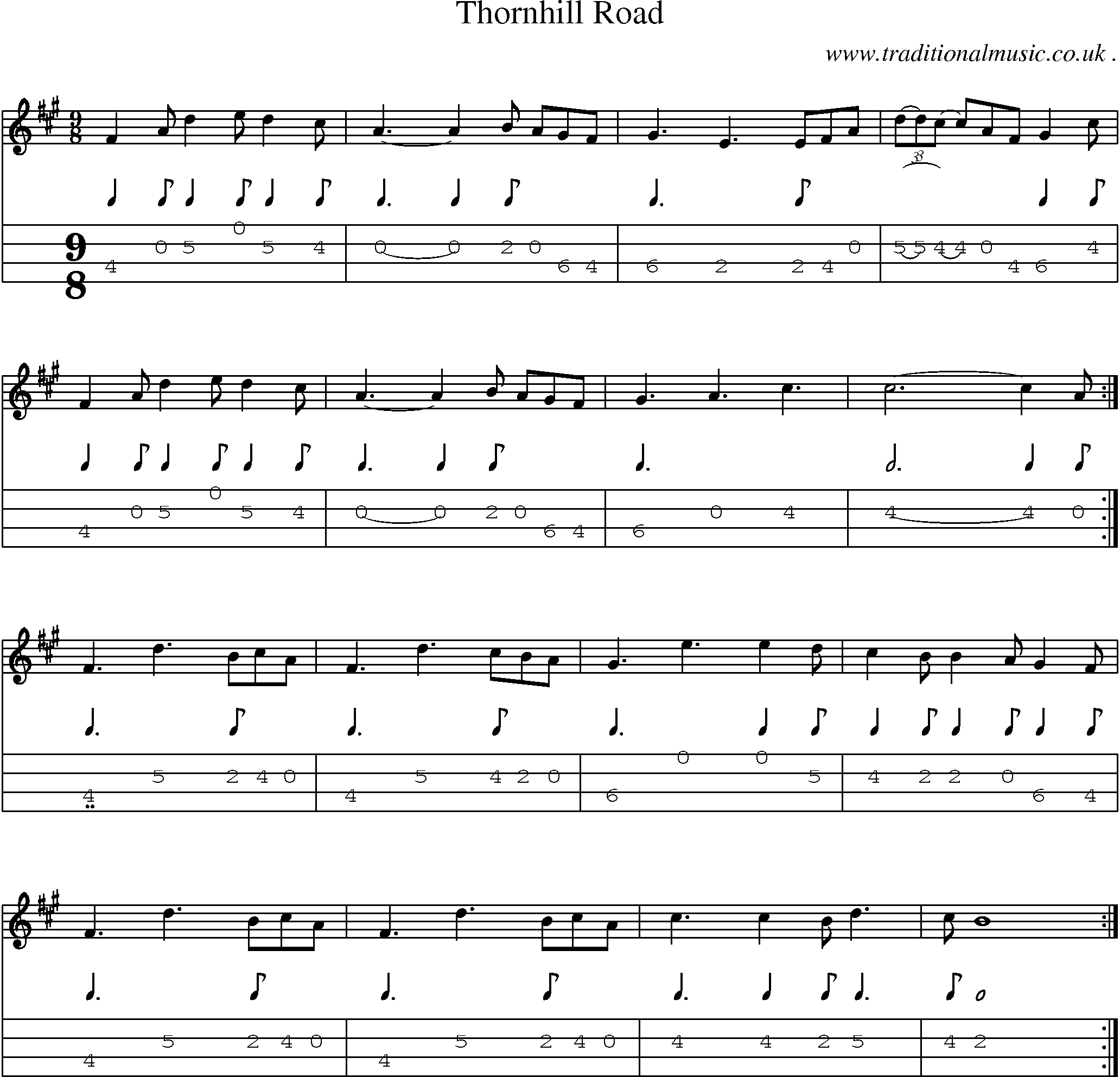 Sheet-Music and Mandolin Tabs for Thornhill Road