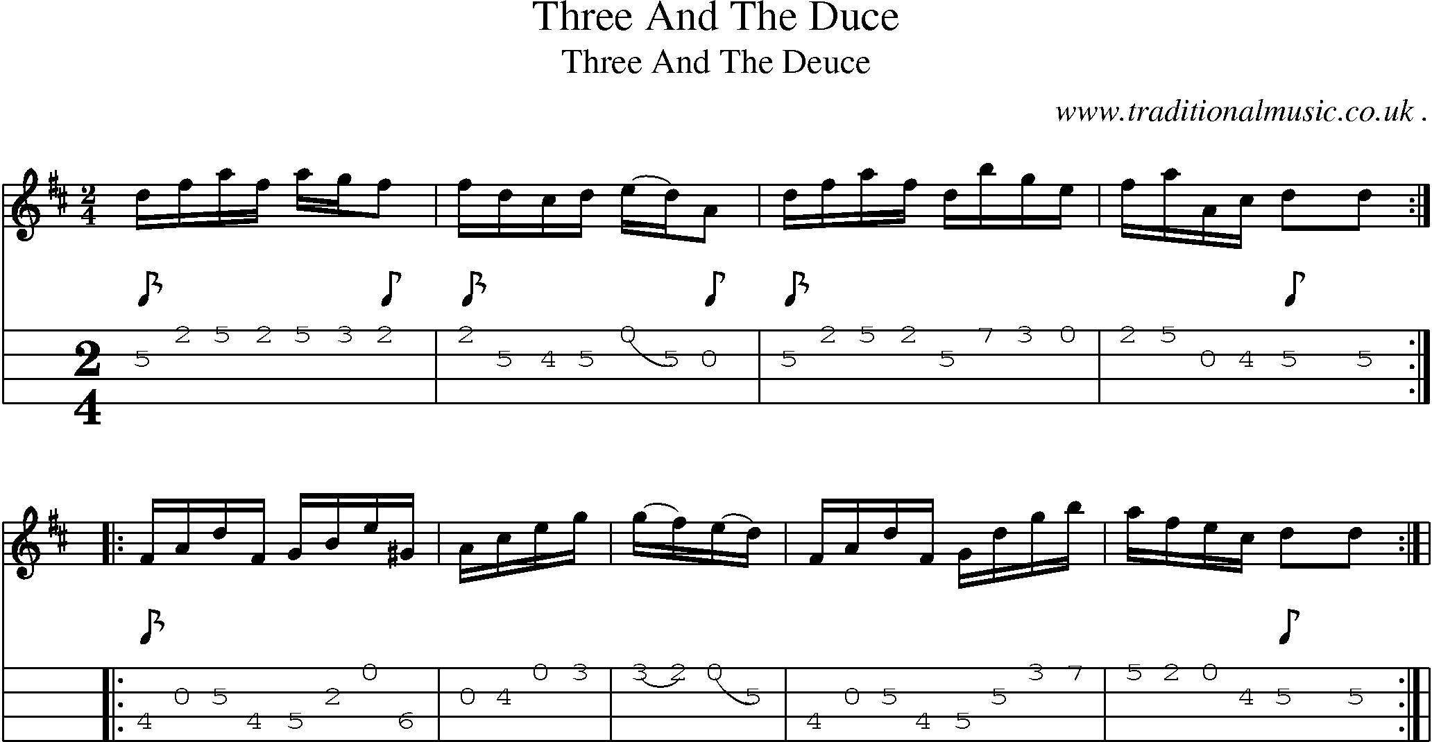 Sheet-Music and Mandolin Tabs for Three And The Duce