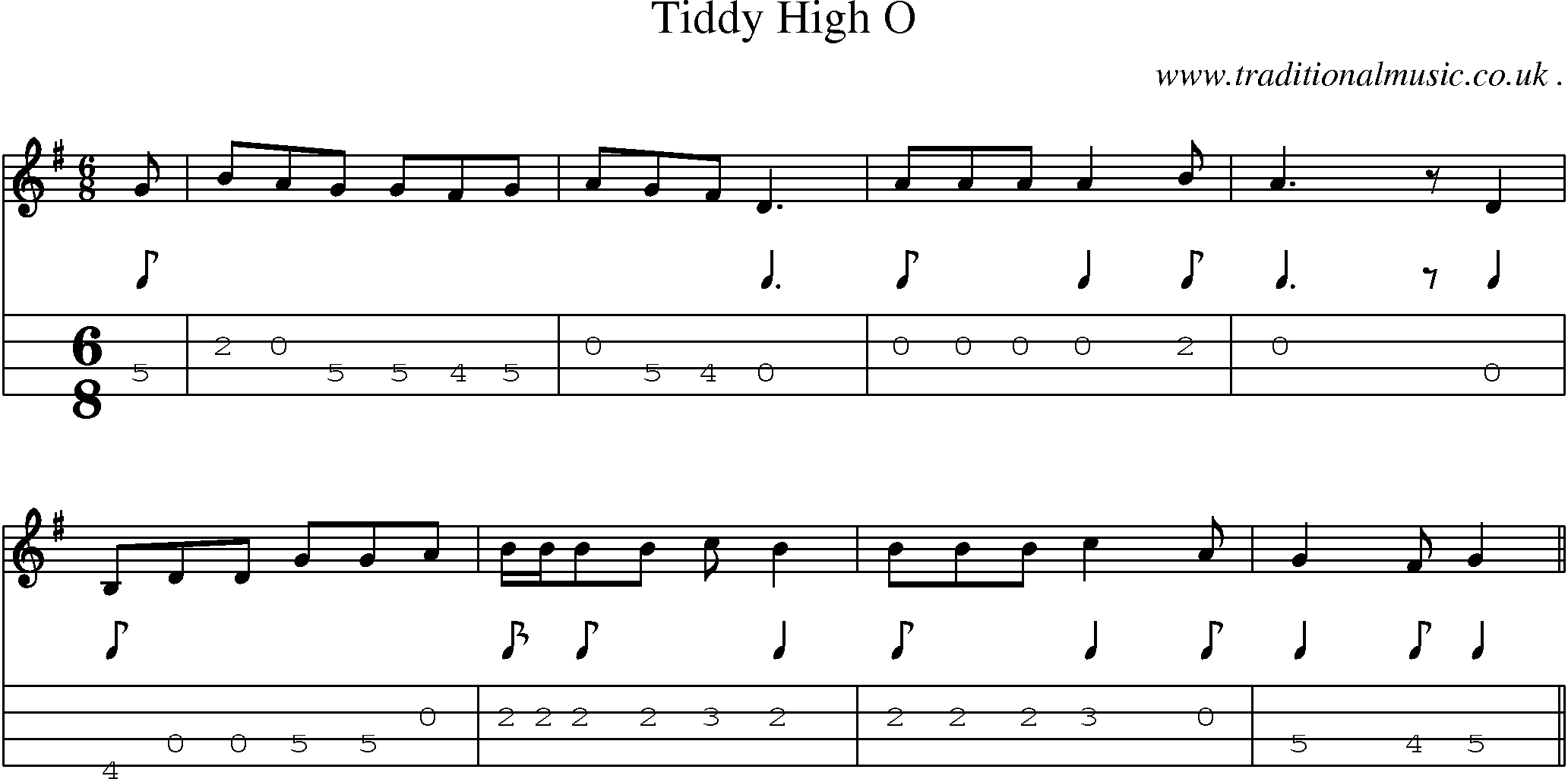 Sheet-Music and Mandolin Tabs for Tiddy High O