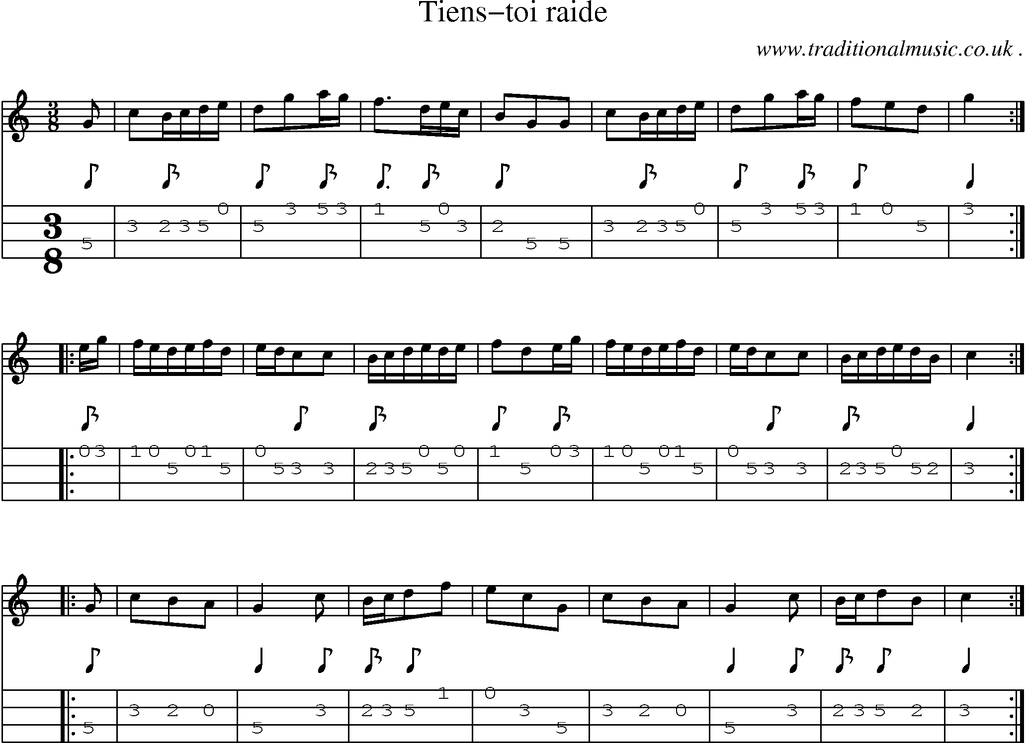 Sheet-Music and Mandolin Tabs for Tiens-toi Raide