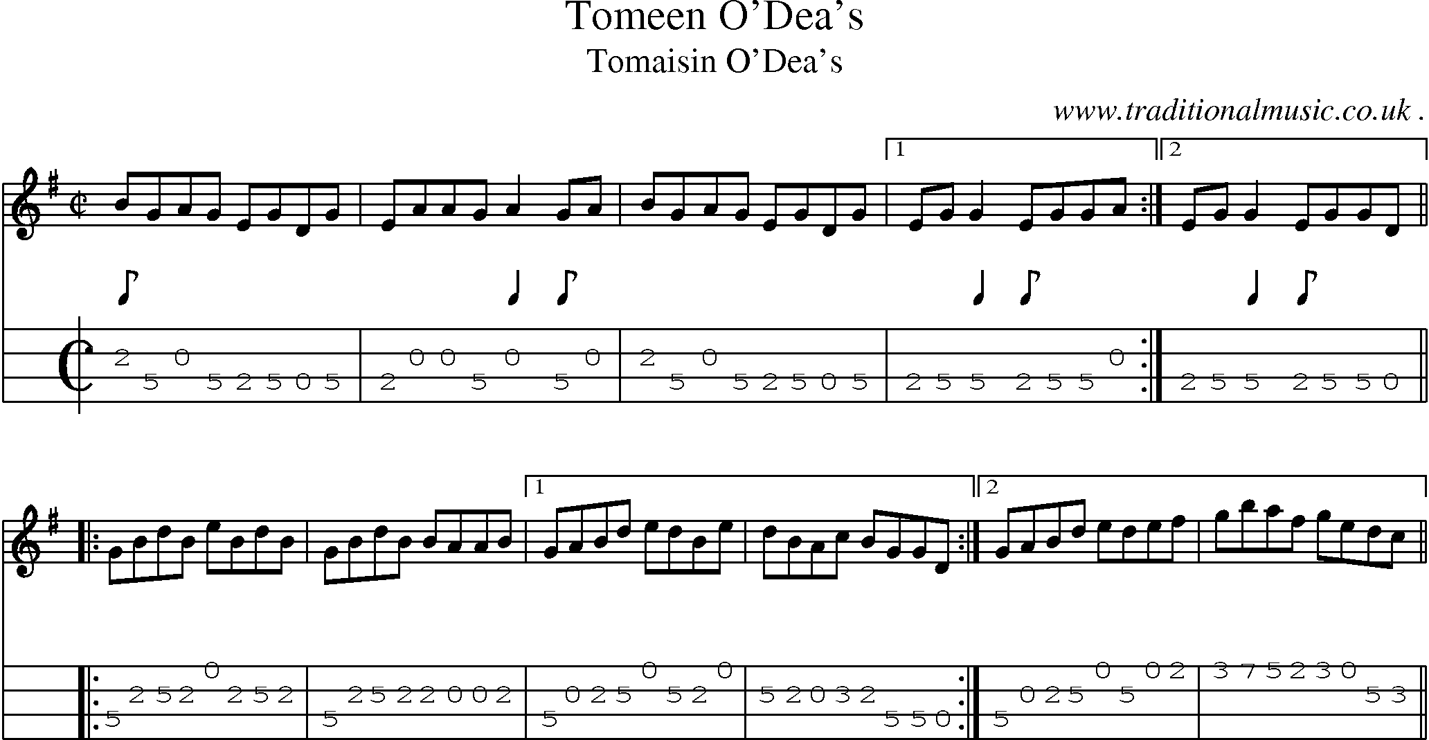 Sheet-Music and Mandolin Tabs for Tomeen Odeas
