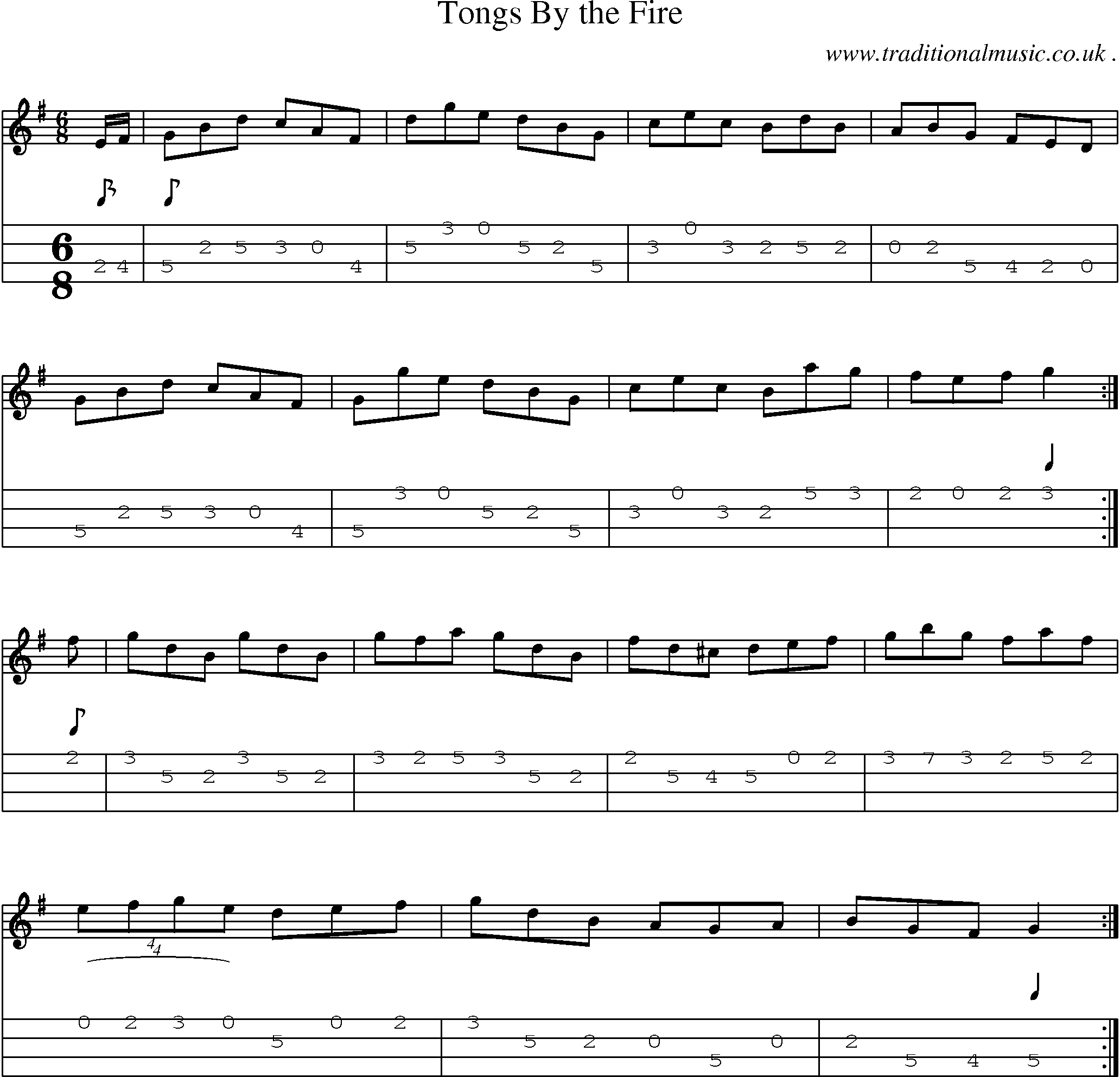 Sheet-Music and Mandolin Tabs for Tongs By The Fire