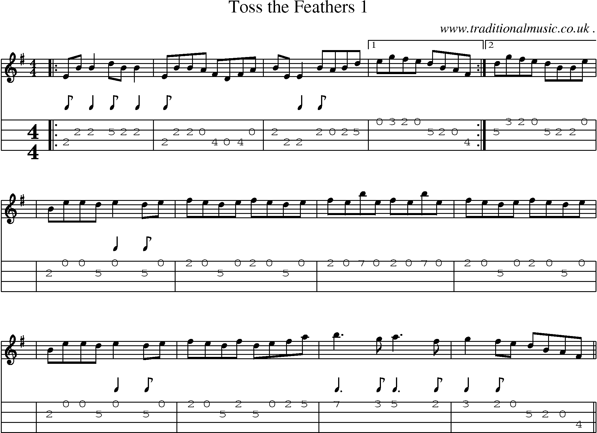 Sheet-Music and Mandolin Tabs for Toss The Feathers 1