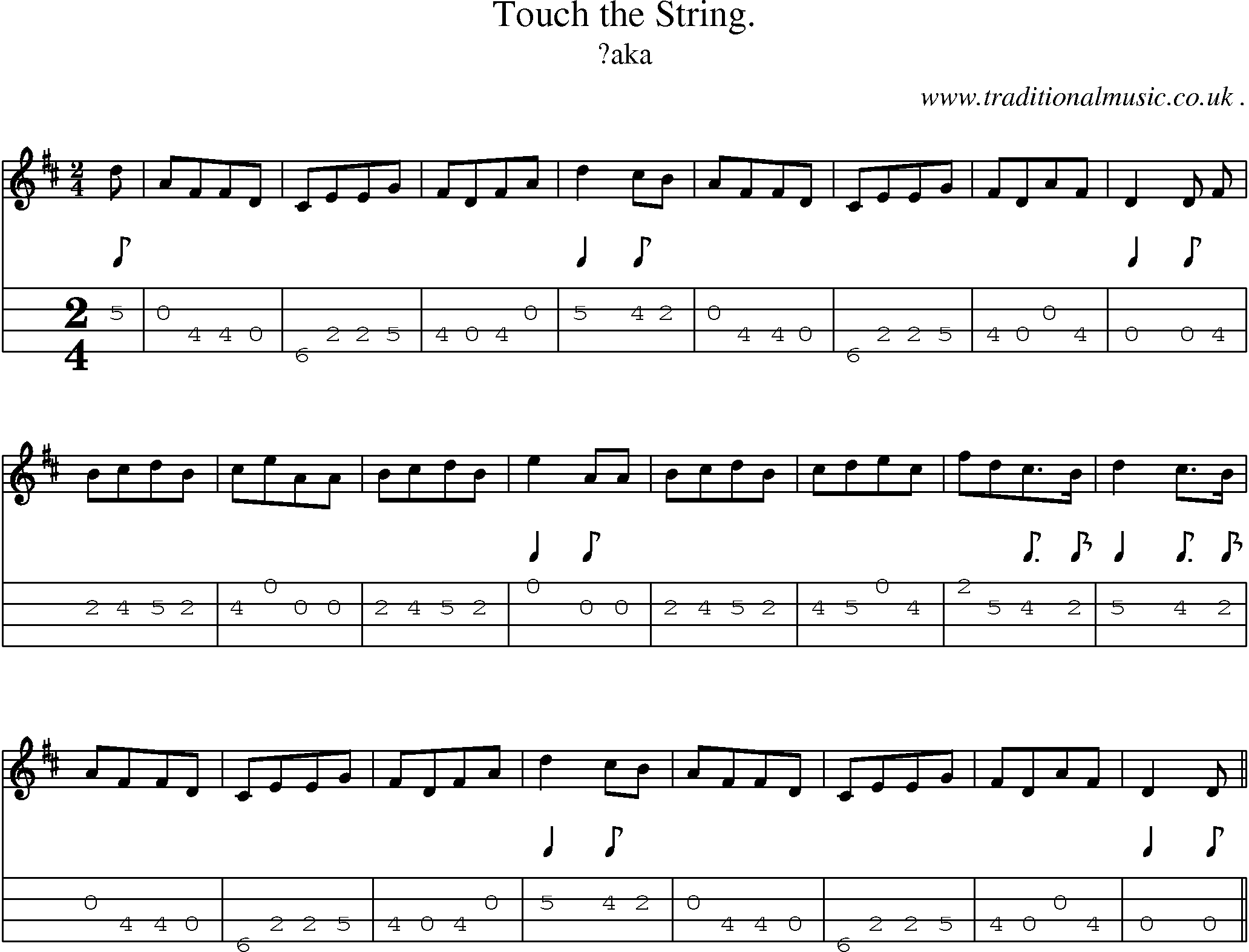 Sheet-Music and Mandolin Tabs for Touch The String