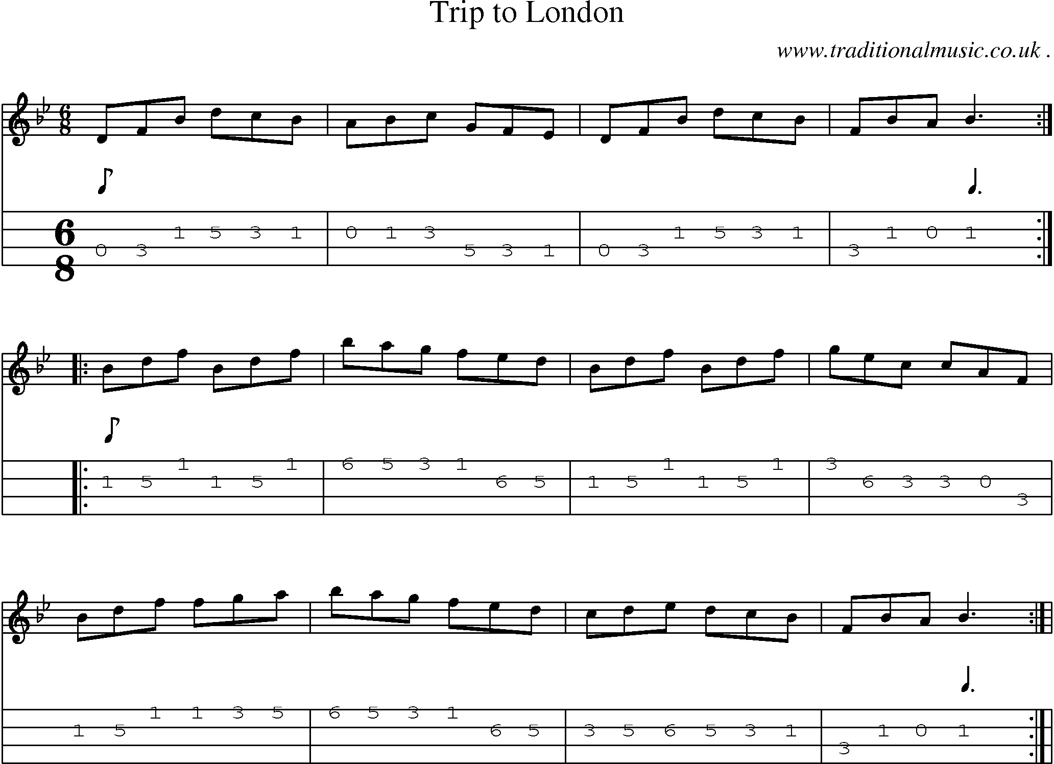 Sheet-Music and Mandolin Tabs for Trip To London
