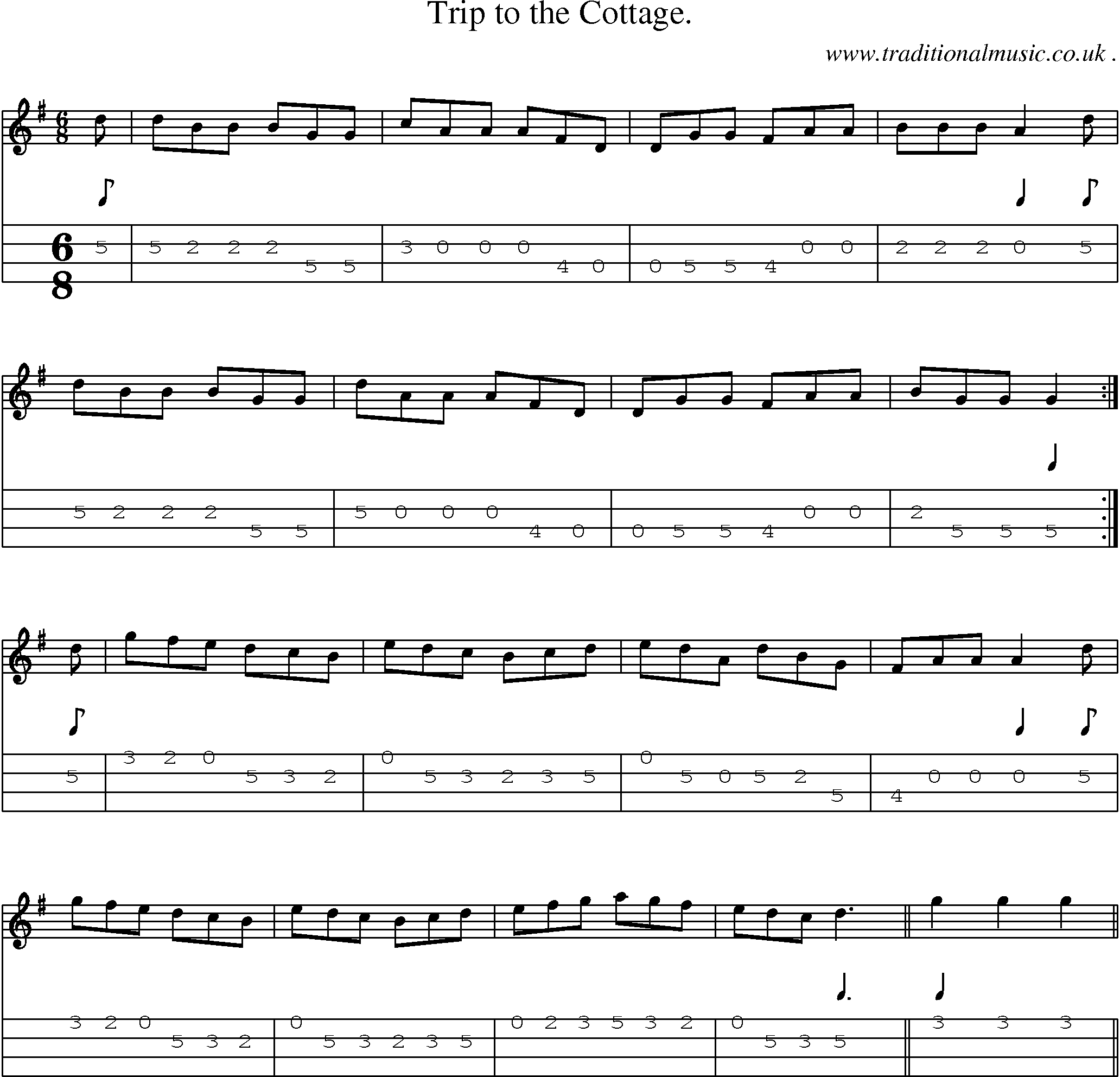 Sheet-Music and Mandolin Tabs for Trip to the Cottage 