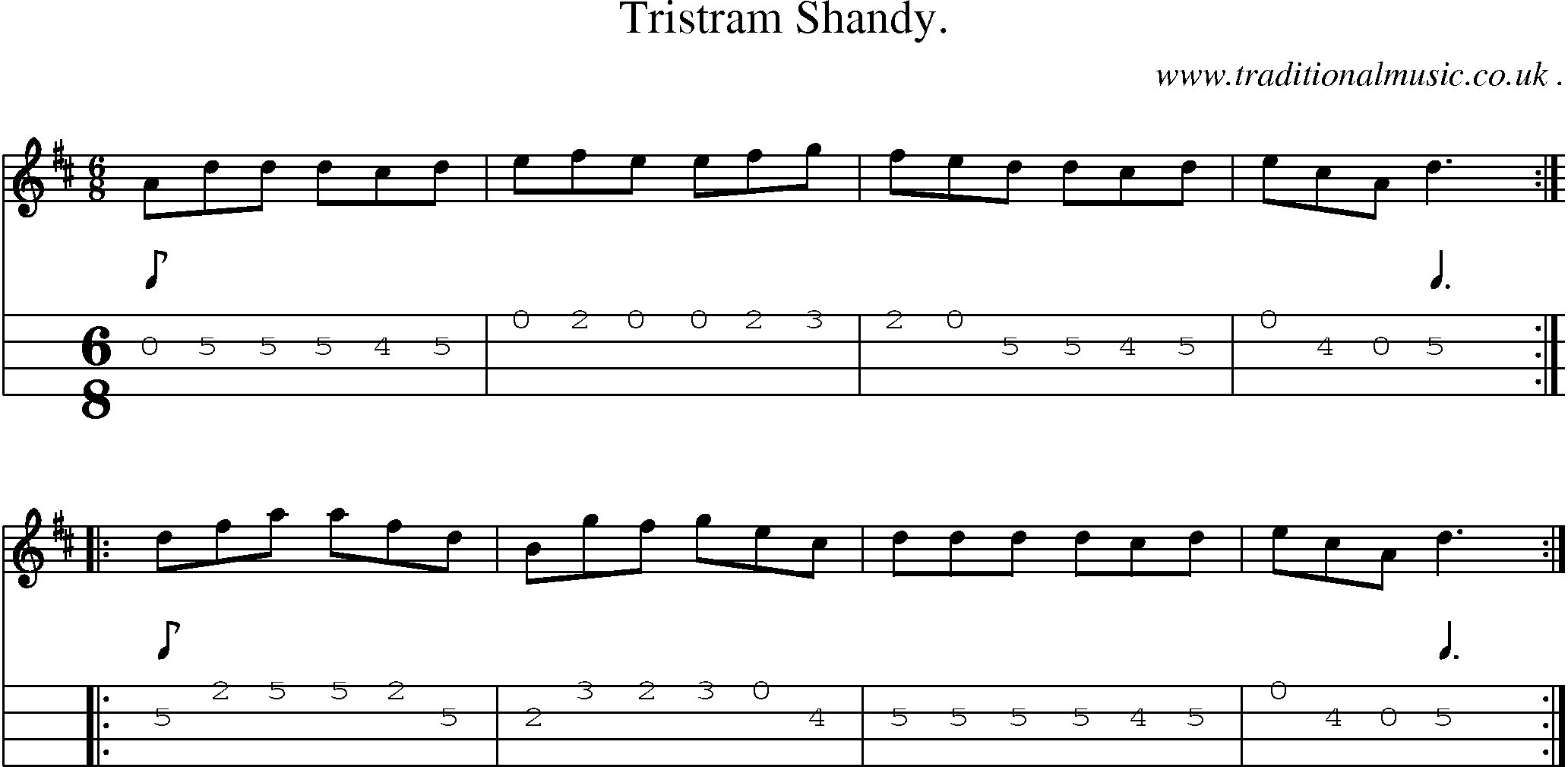 Sheet-Music and Mandolin Tabs for Tristram Shandy
