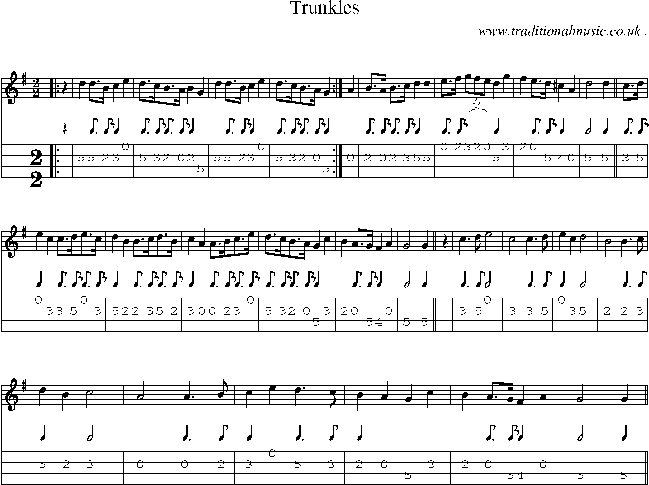 Sheet-Music and Mandolin Tabs for Trunkles