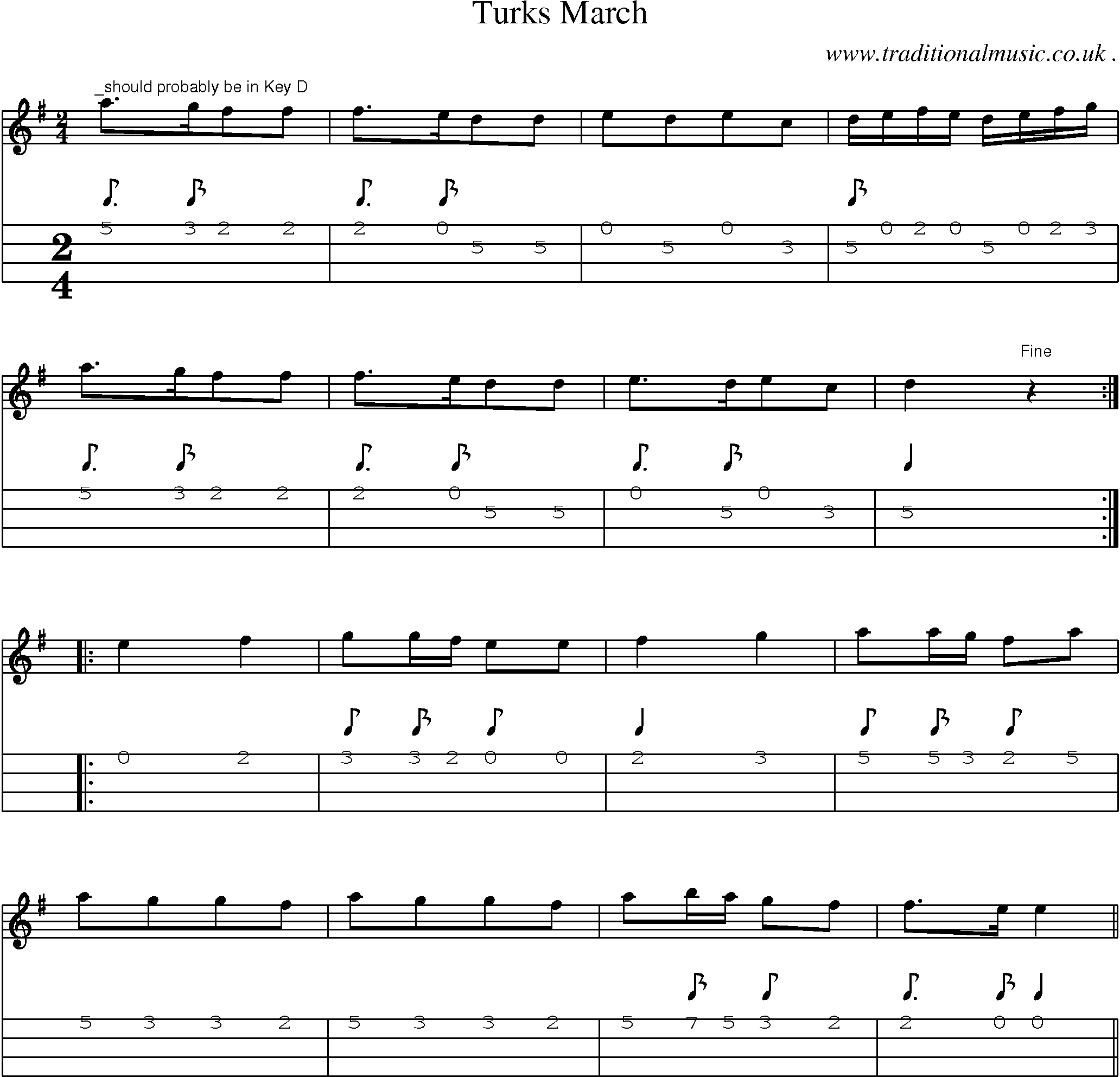 Sheet-Music and Mandolin Tabs for Turks March