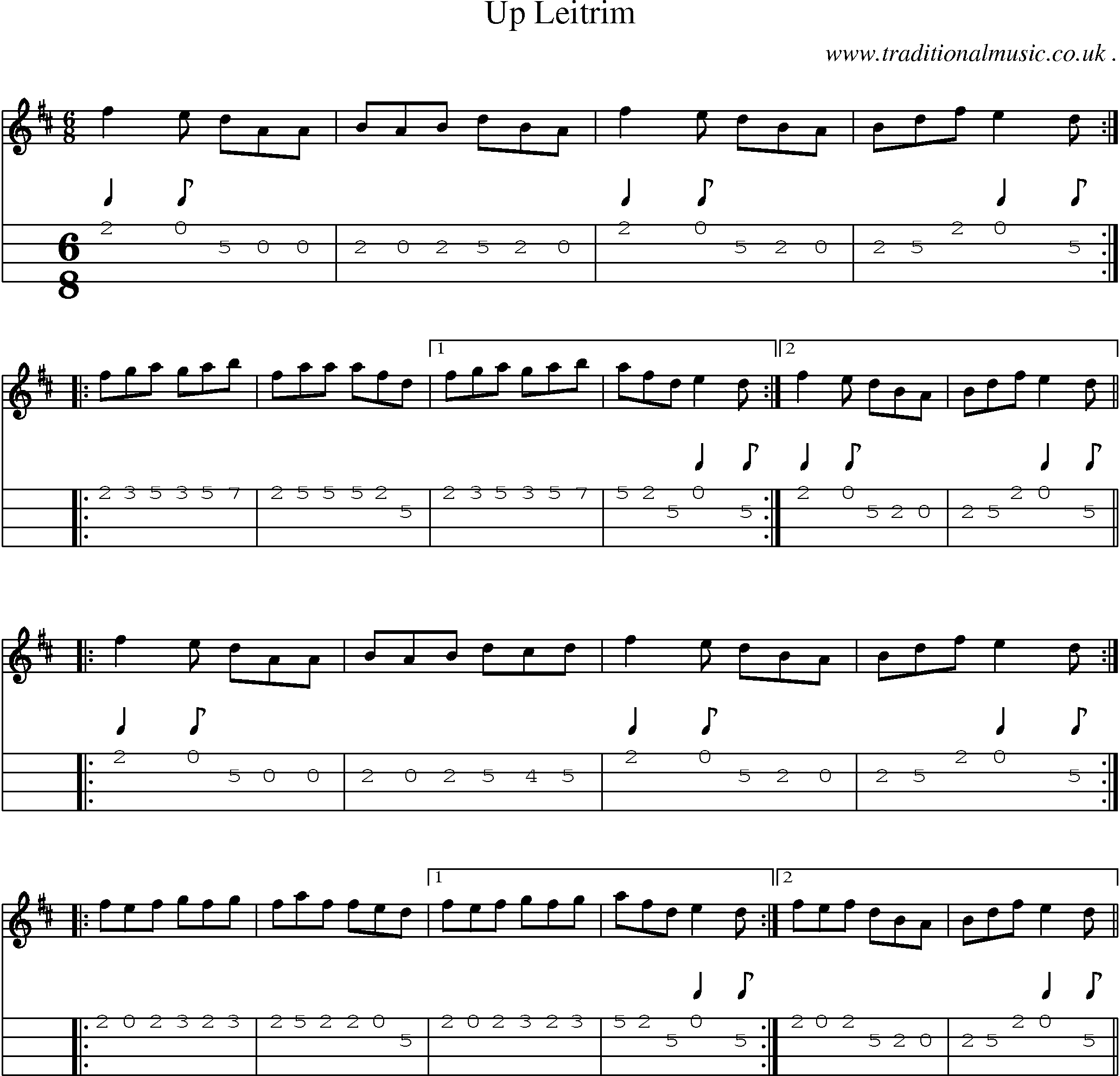 Sheet-Music and Mandolin Tabs for Up Leitrim