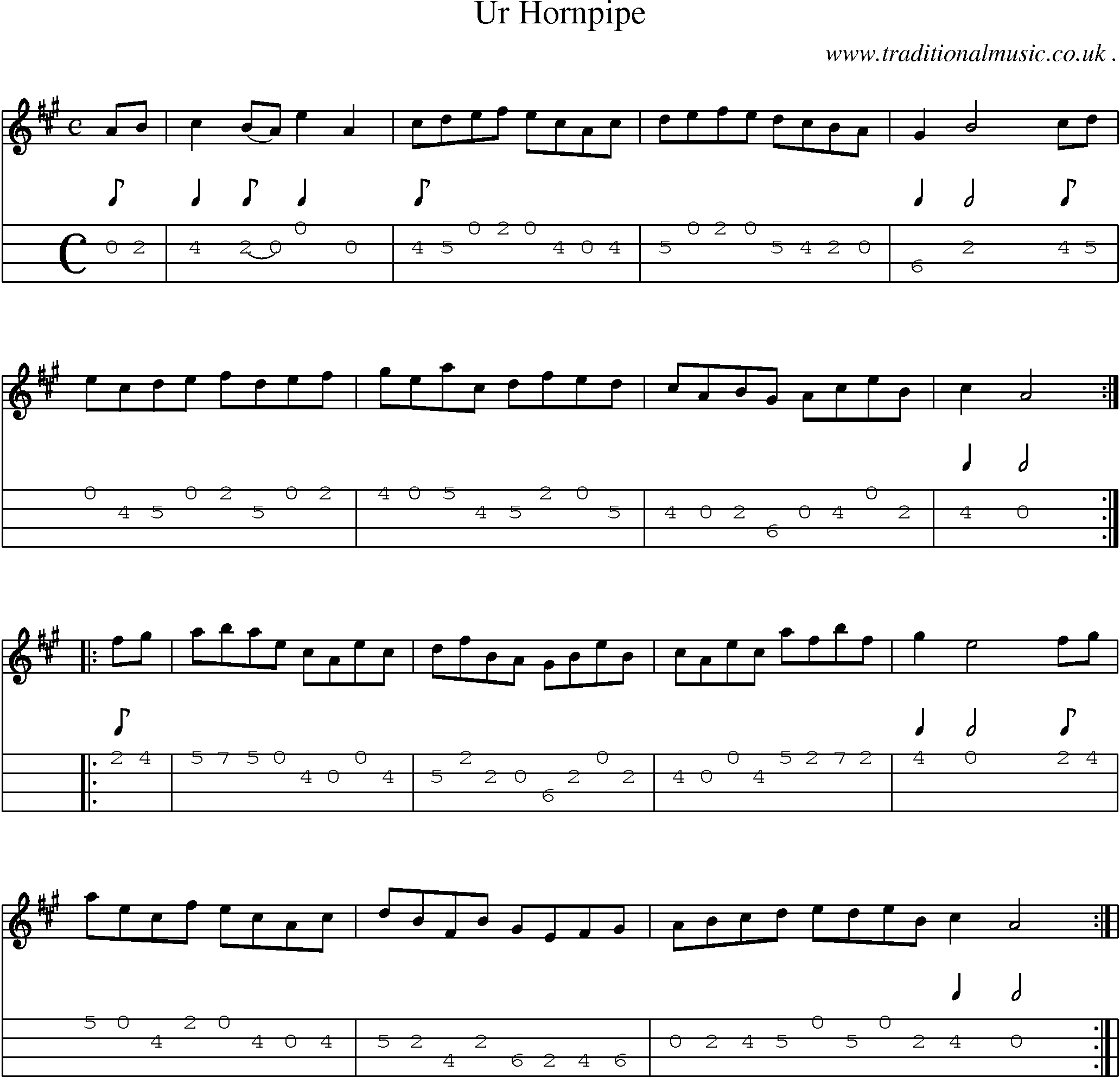 Sheet-Music and Mandolin Tabs for Ur Hornpipe