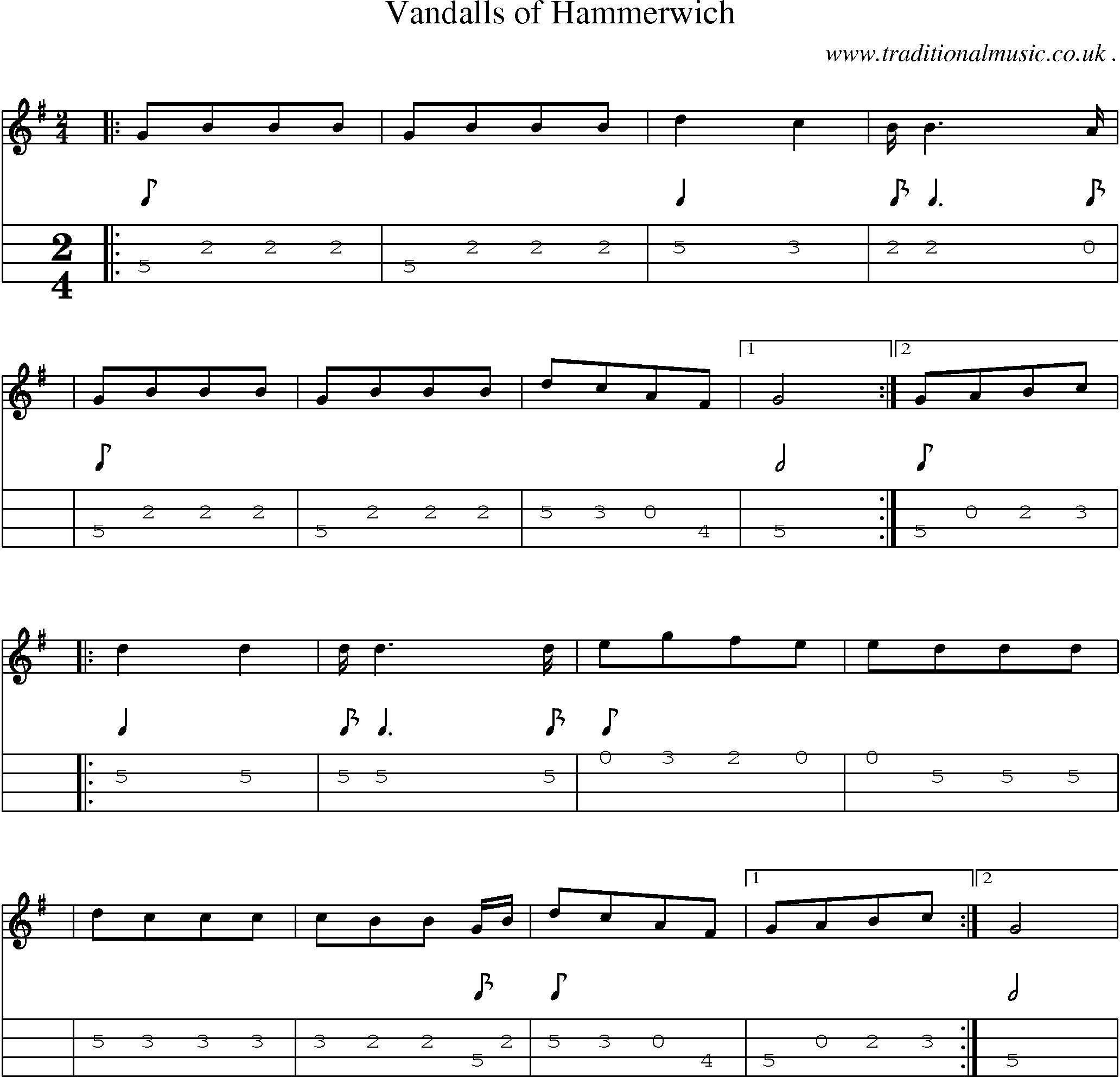 Sheet-Music and Mandolin Tabs for Vandalls Of Hammerwich