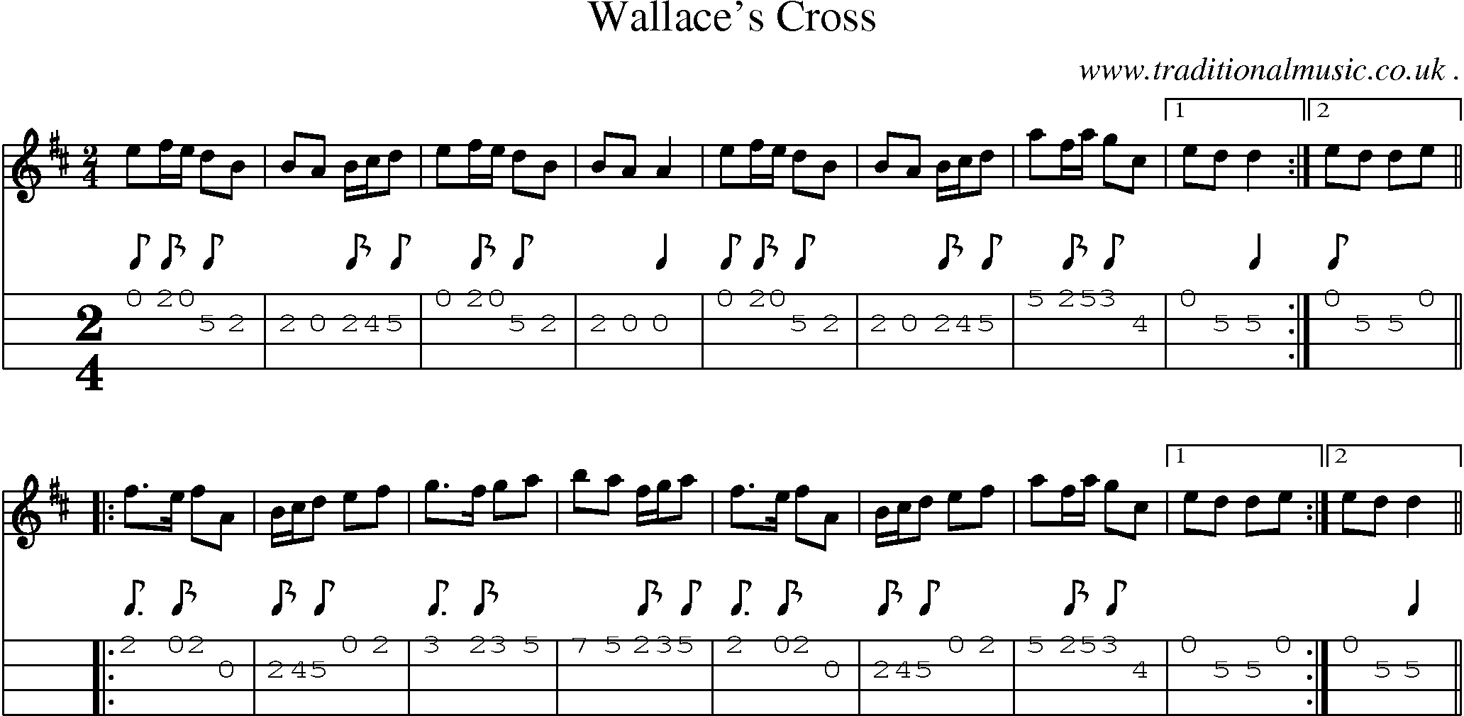 Sheet-Music and Mandolin Tabs for Wallaces Cross
