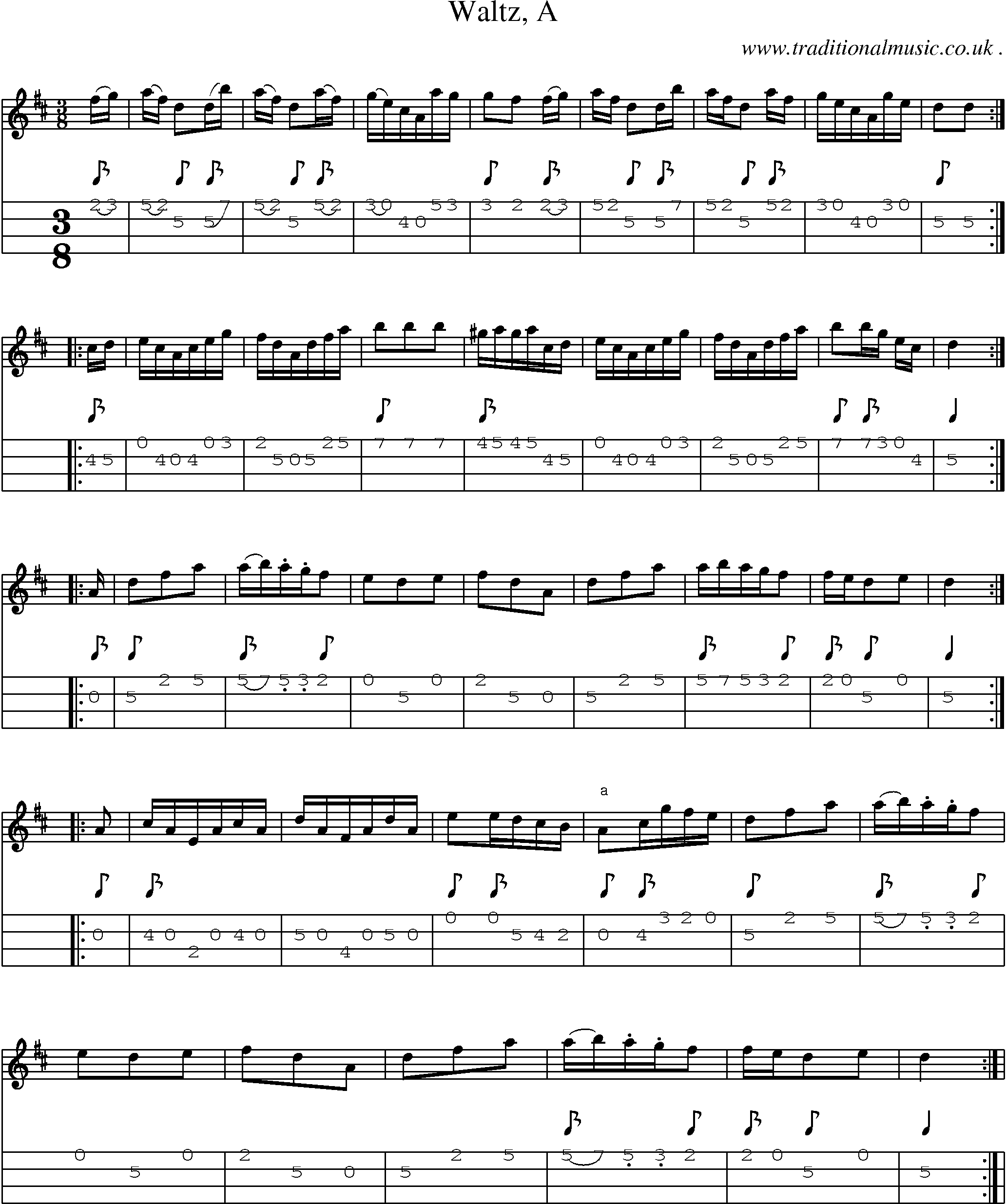 Sheet-Music and Mandolin Tabs for Waltz A