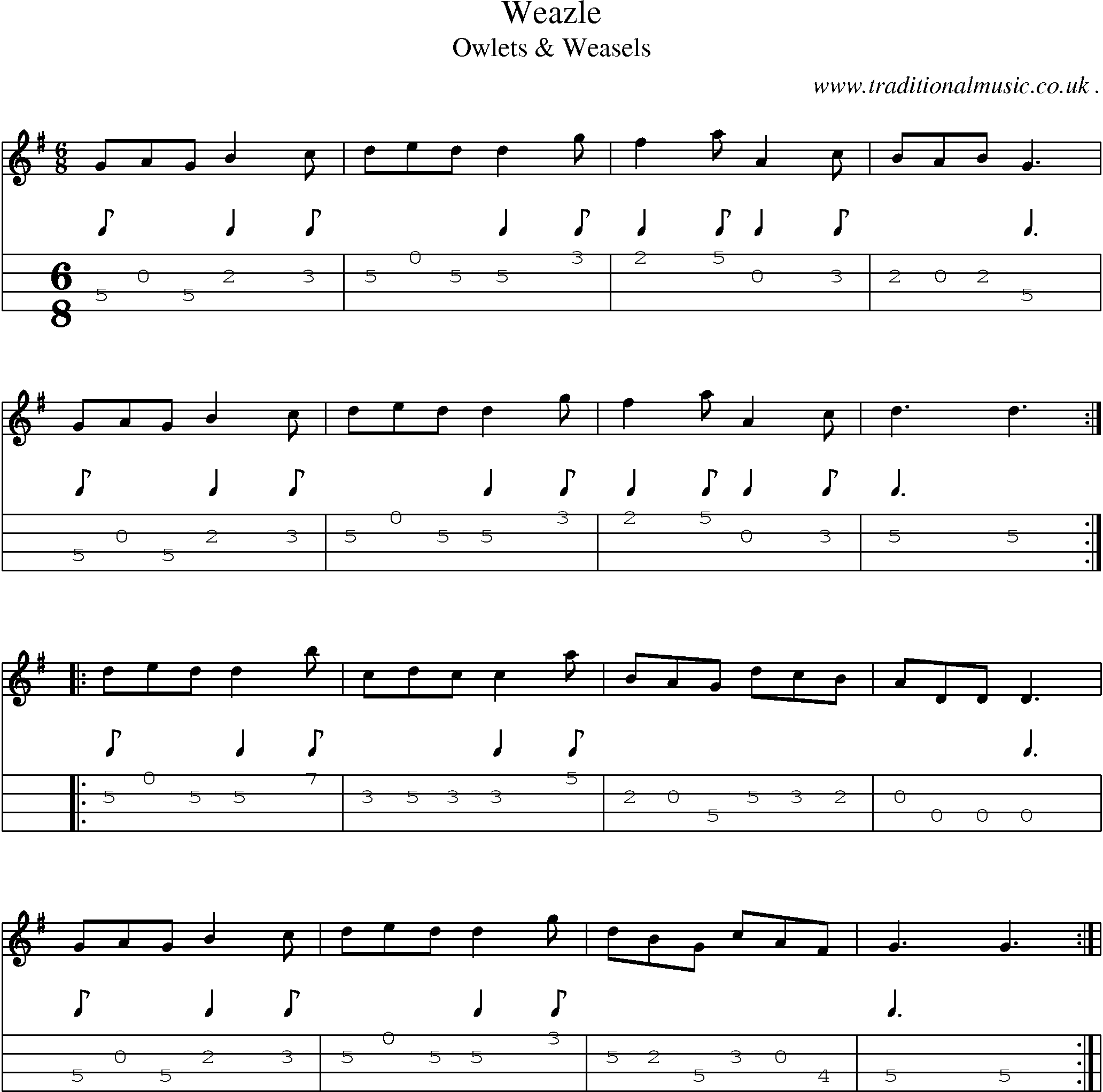Sheet-Music and Mandolin Tabs for Weazle